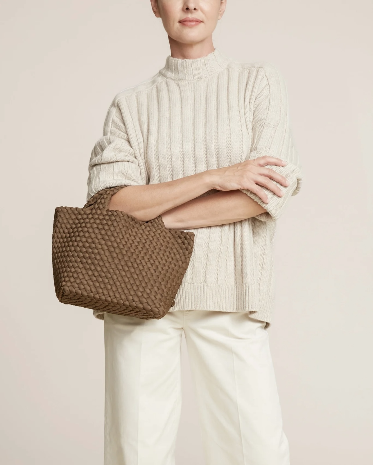 NAGHEDI Handwoven Small Tote St. Barth in Brown
