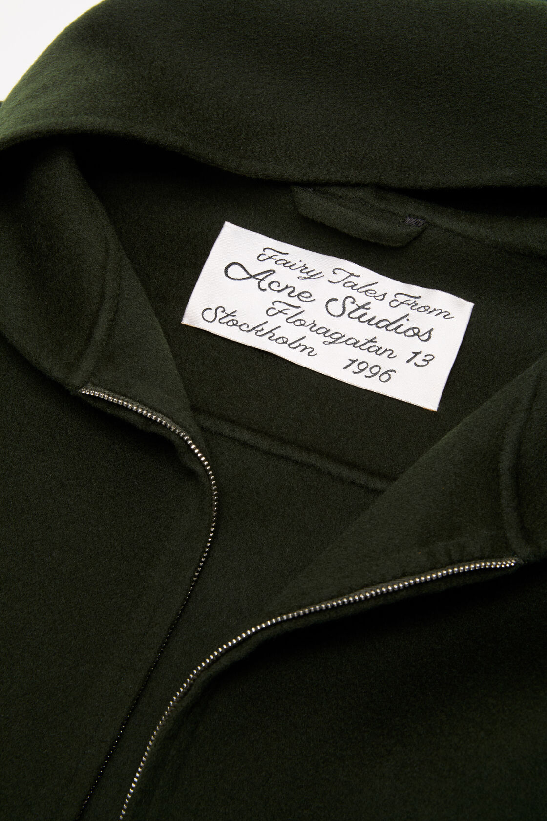 ACNE STUDIOS Hooded Boxy Fit Wool Jacket in Dark Green