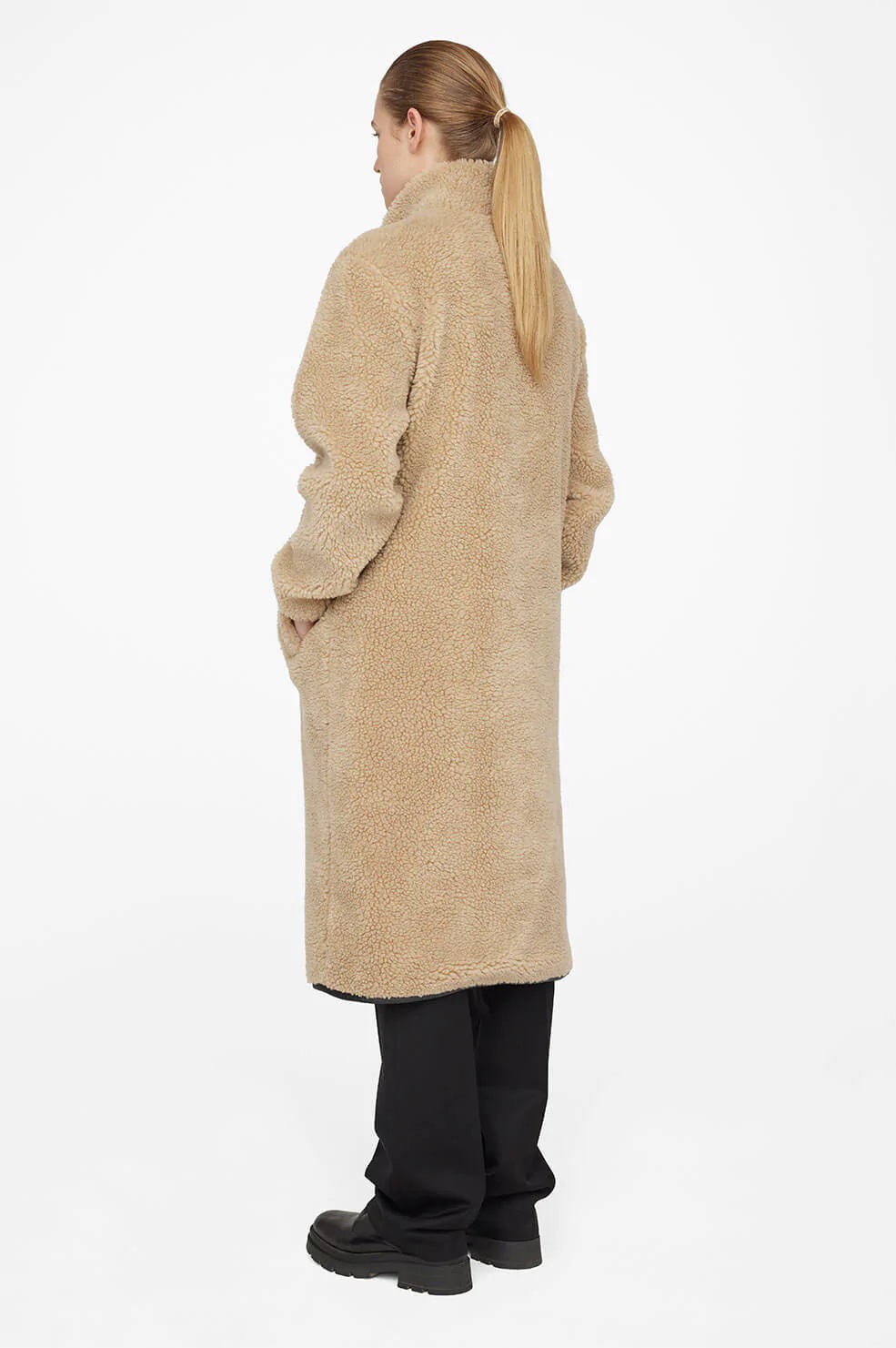 Anine Bing Ryder Teddy Coat in Camel