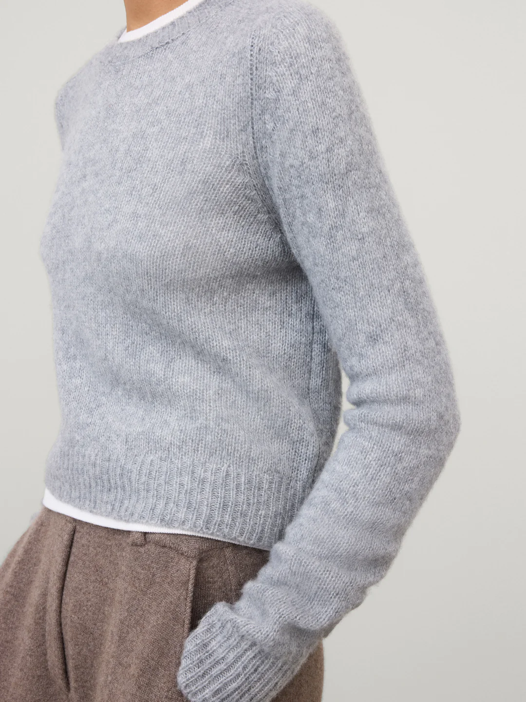 LISA YANG Solene Cotton/Silk Sweater in Light Grey