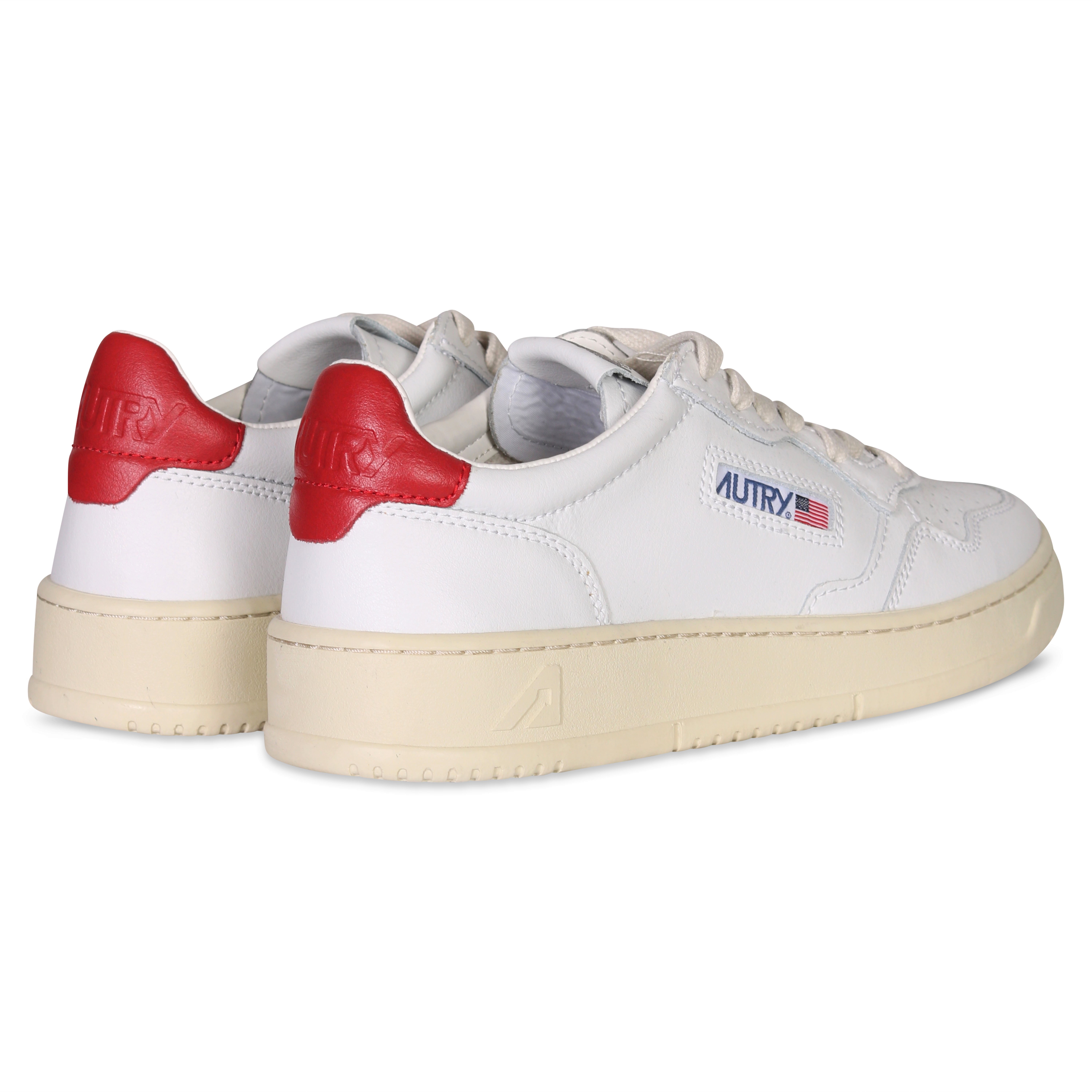 Autry Action Shoes Vintage Leather Sneaker White/Red