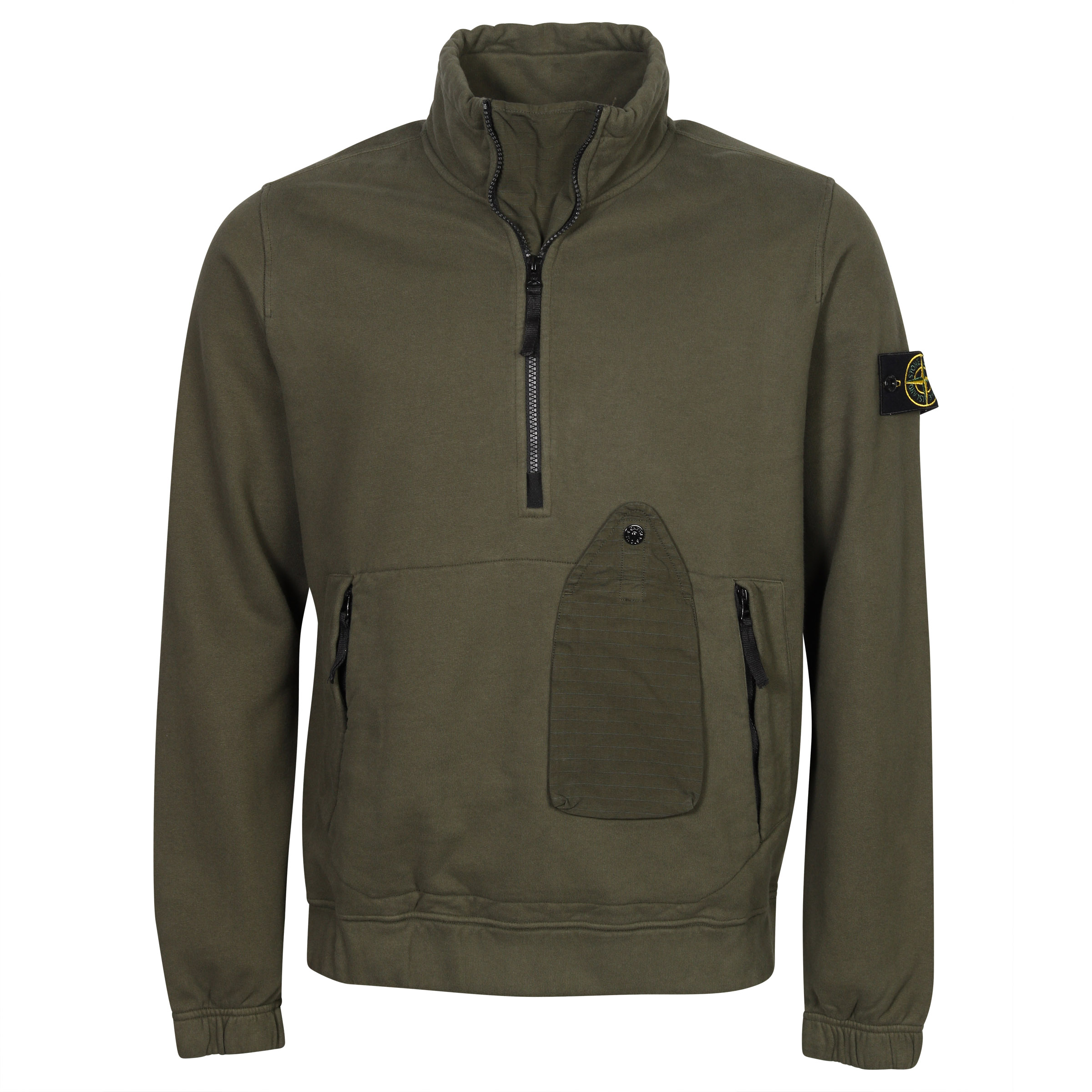 Stone Island Zip And Frontbag Sweatshirt Olive