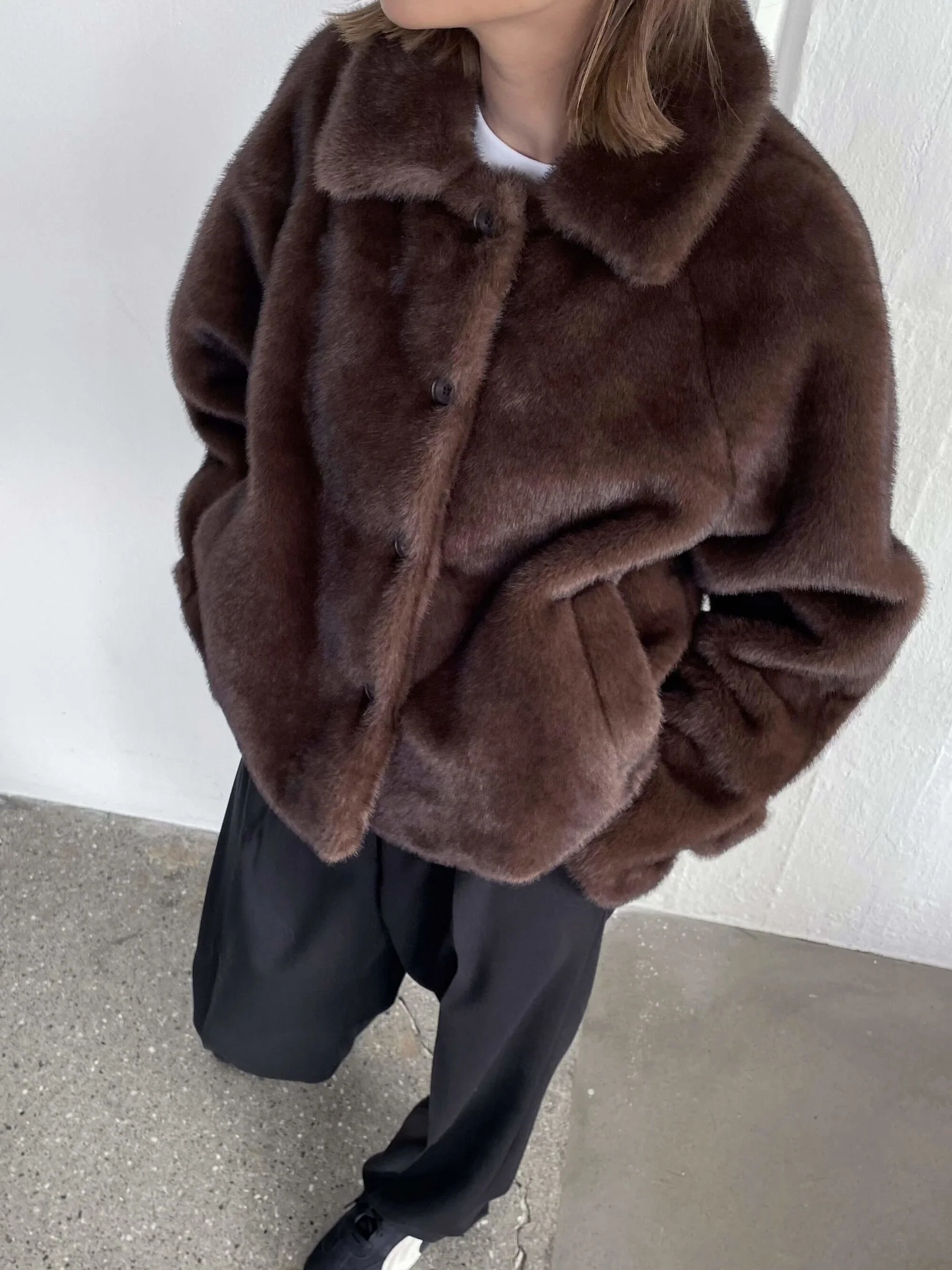 MEOTINE. Fake Fur Jacket in Brown