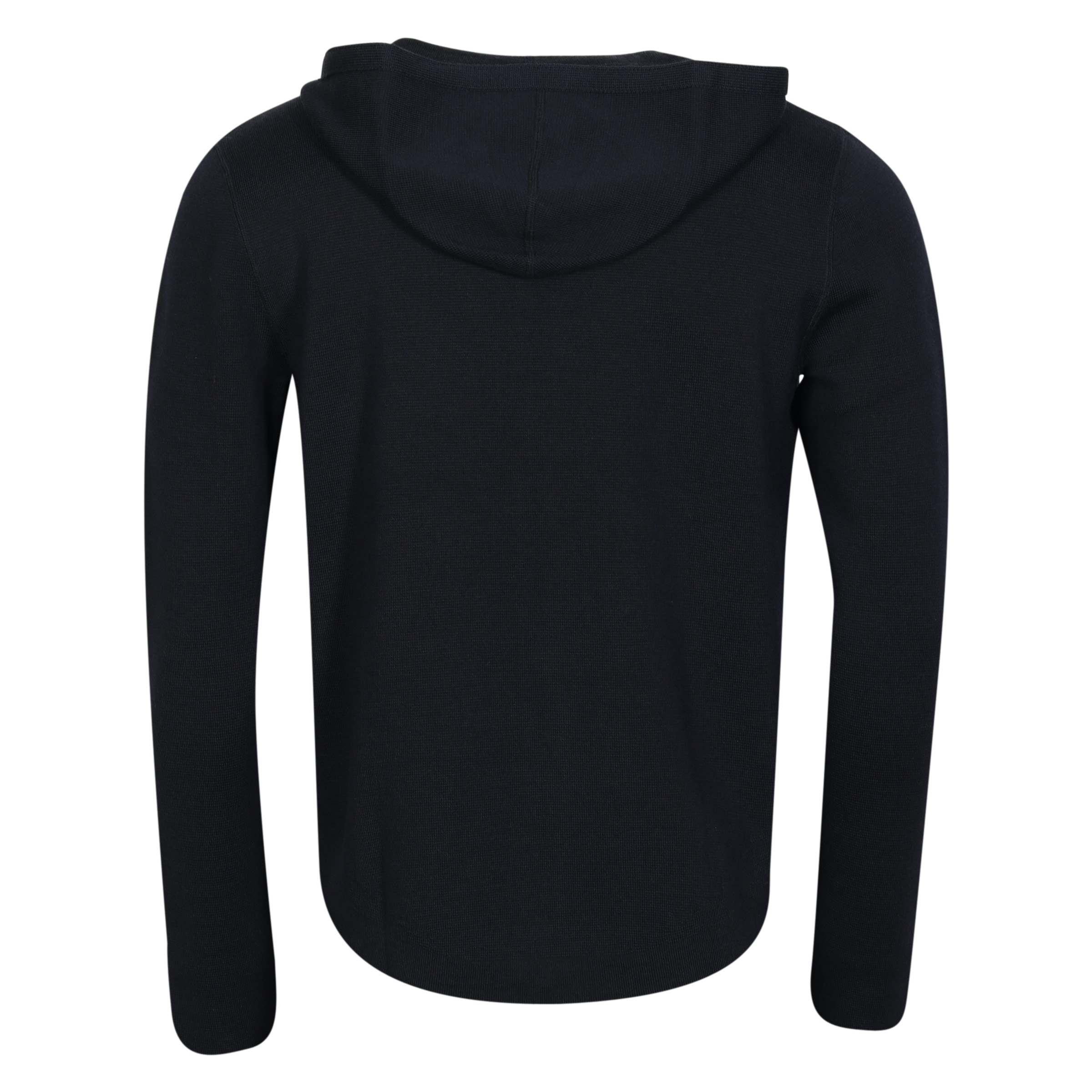 Hannes Roether Hooded Zip Cardigan in Dark Navy/Striped inside