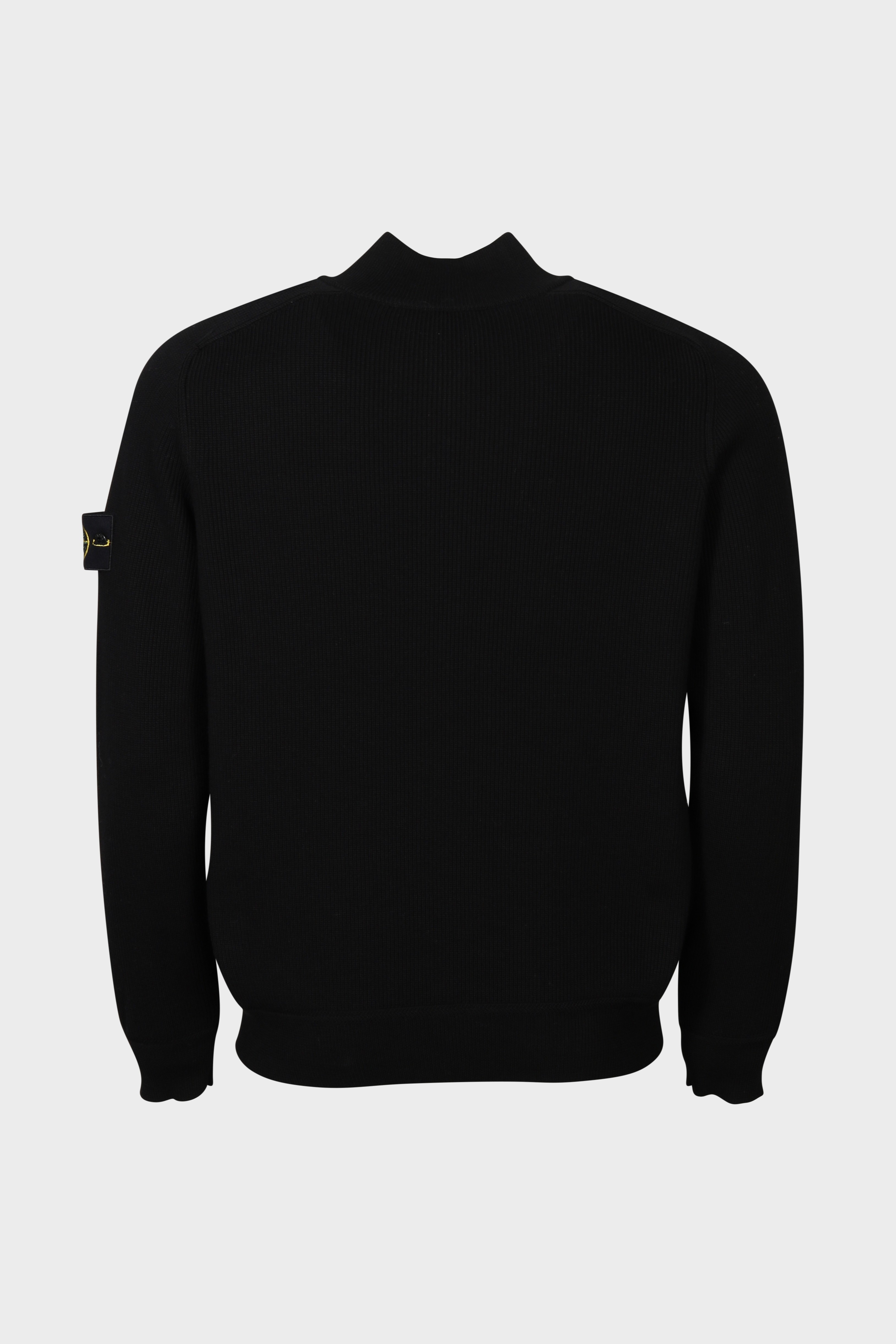 STONE ISLAND Cotton Knit Half Zip Pullover in Black