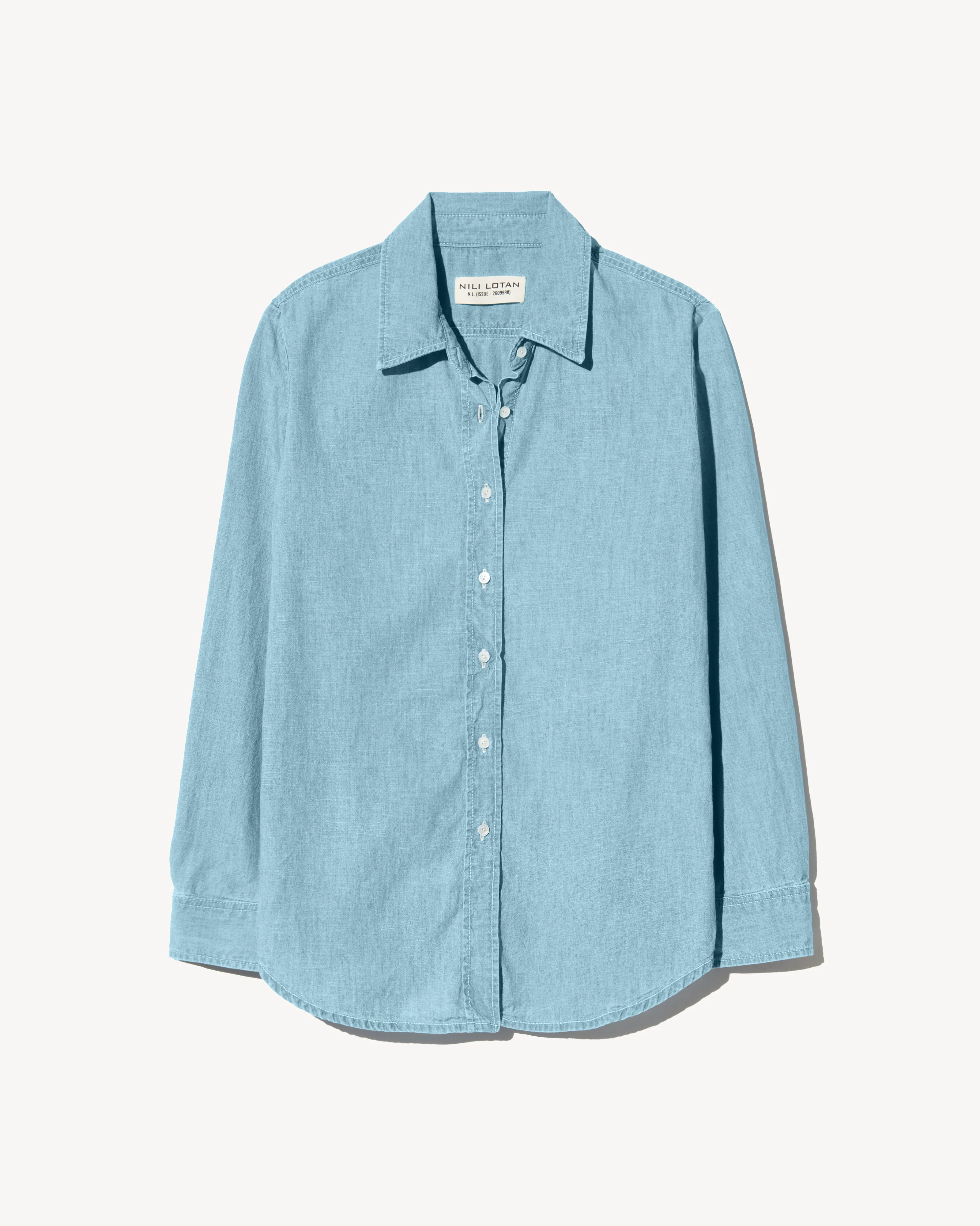 NILI LOTAN Light Soft Denim Shirt in Light Blue