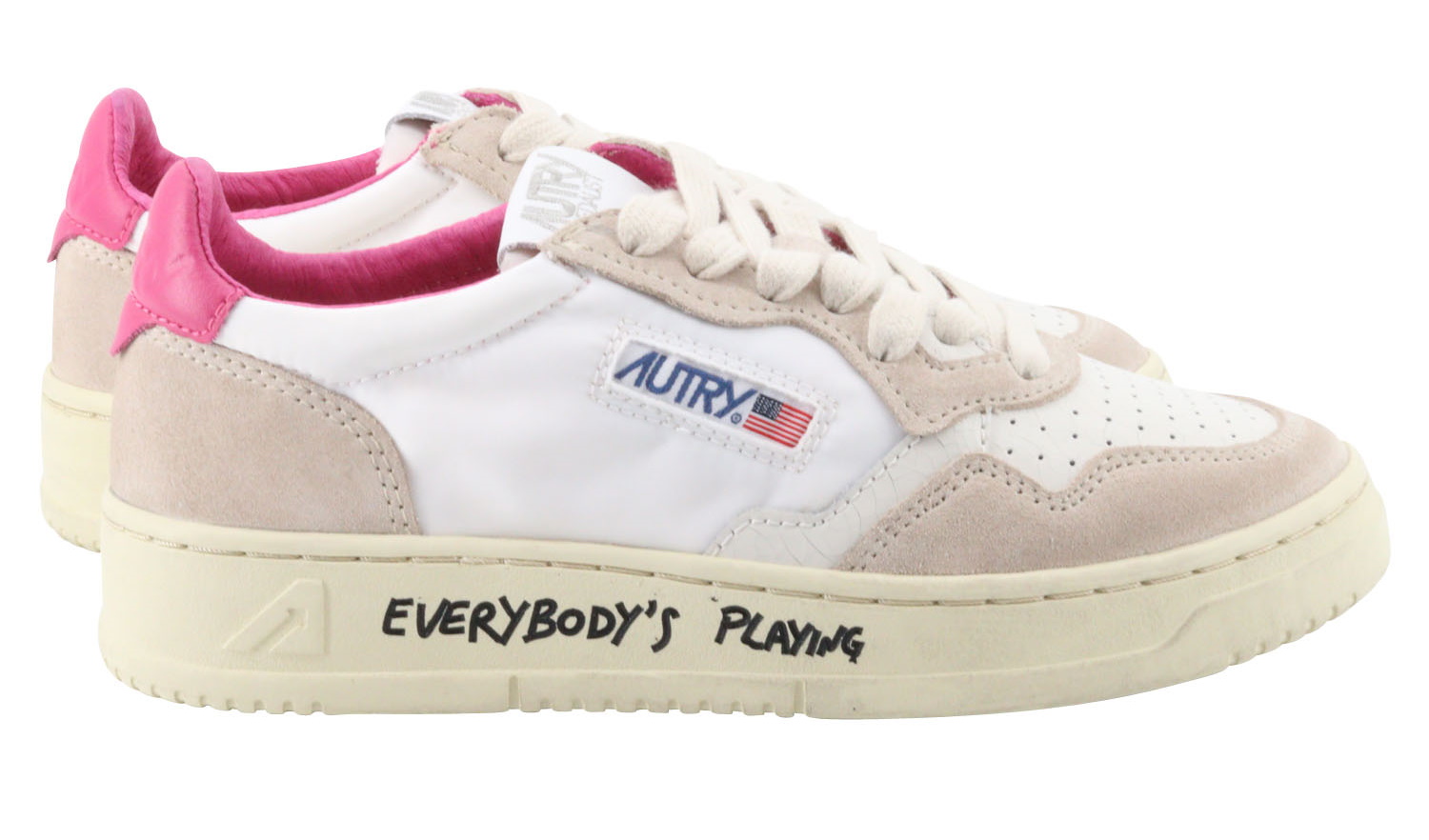 Autry Action Shoes Vintage Sneaker Crack/Nylon-White/Pink