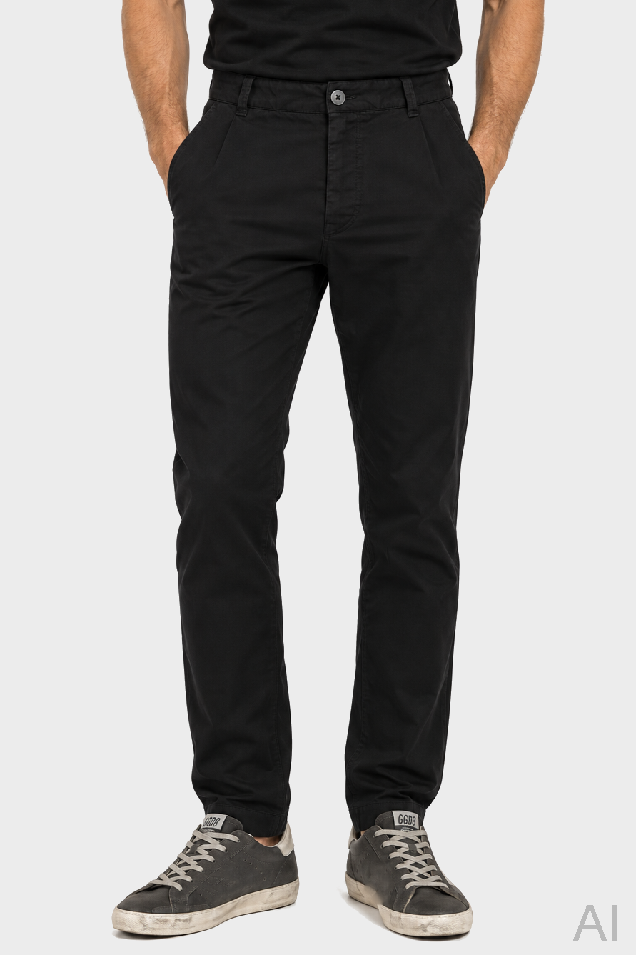 TRANSIT UOMO Cotton Stretch Pant in Black