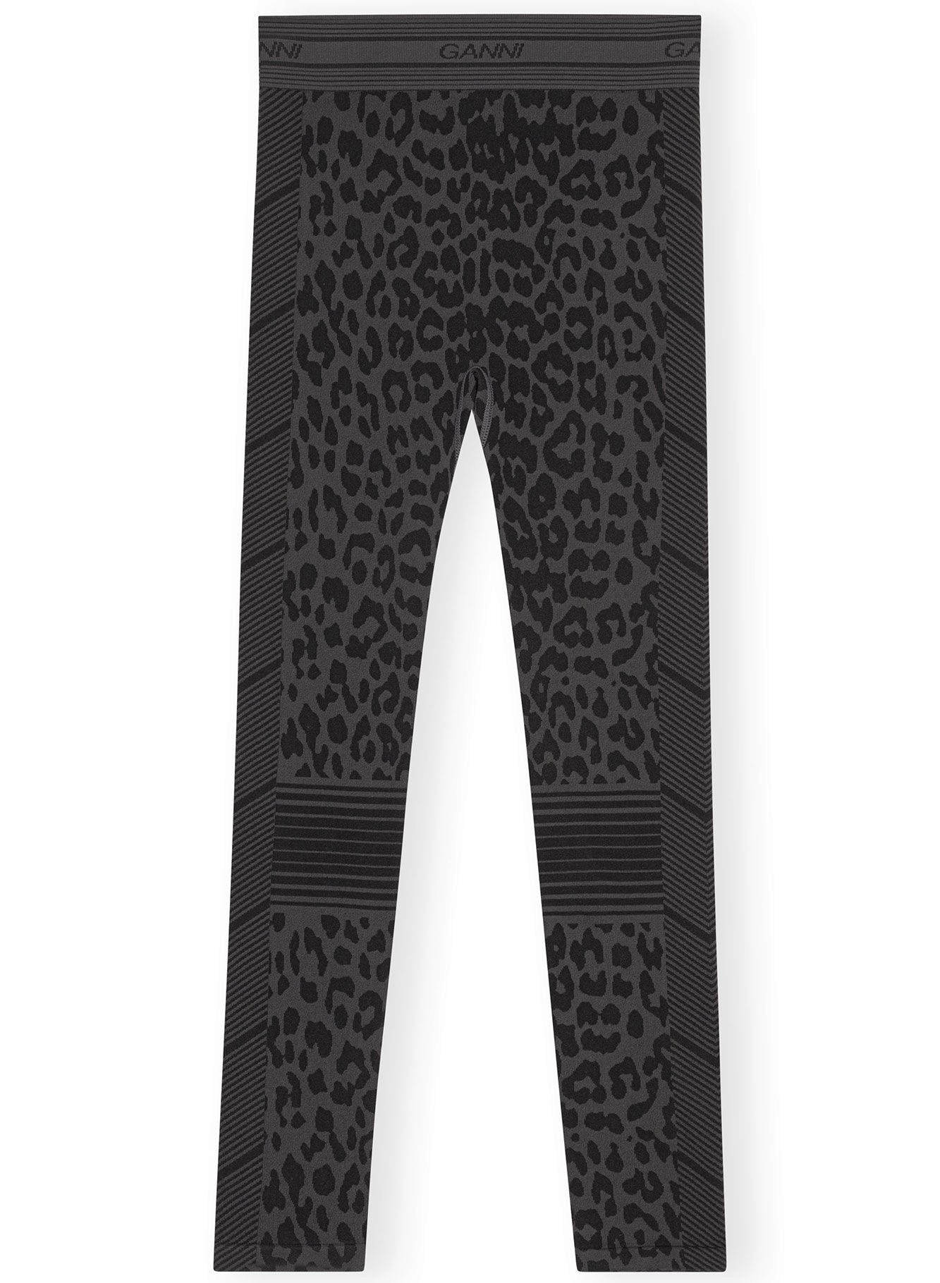 GANNI Seamless Jacquard Leggings in Black Leo S