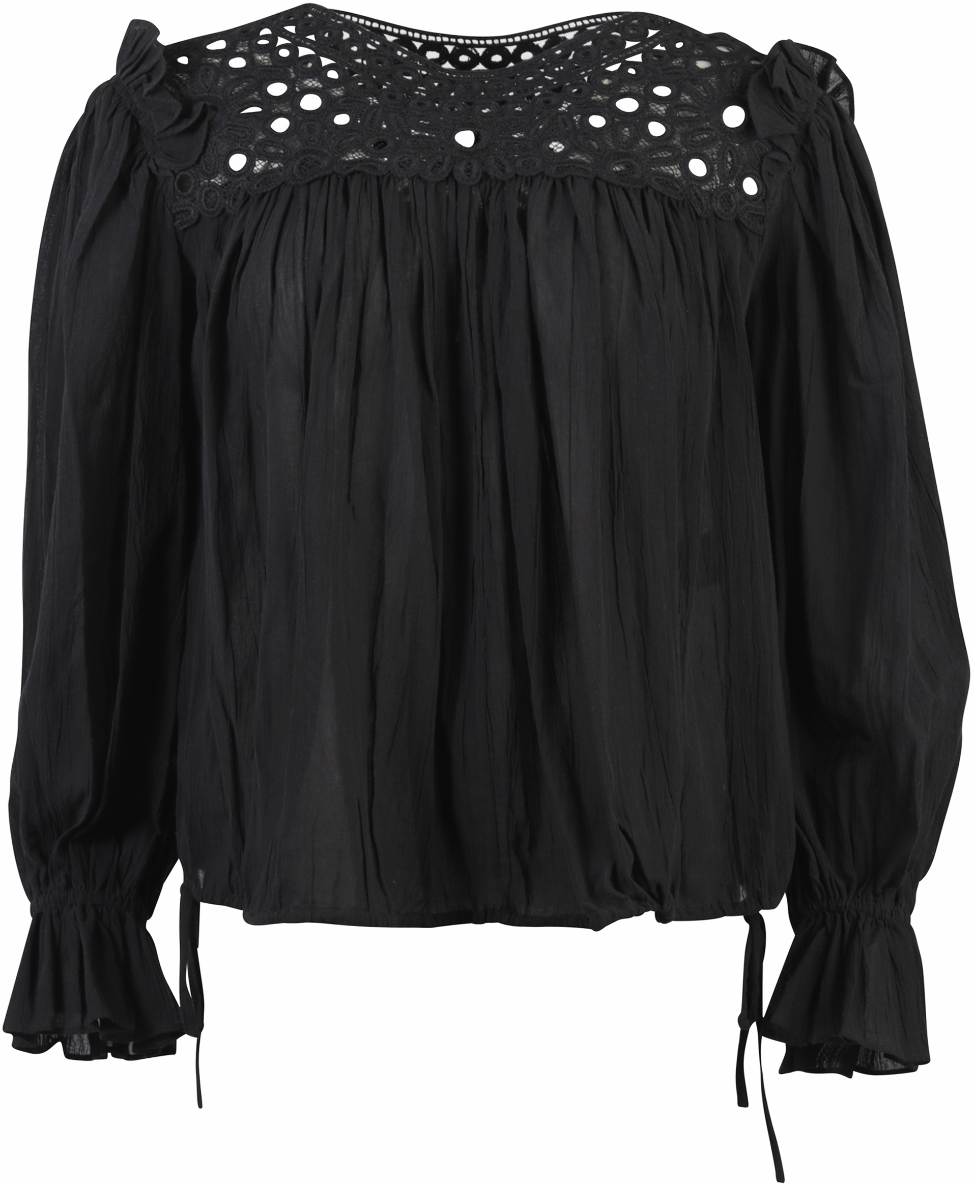 Isabel Marant Bluse Lochstickerei schwarz