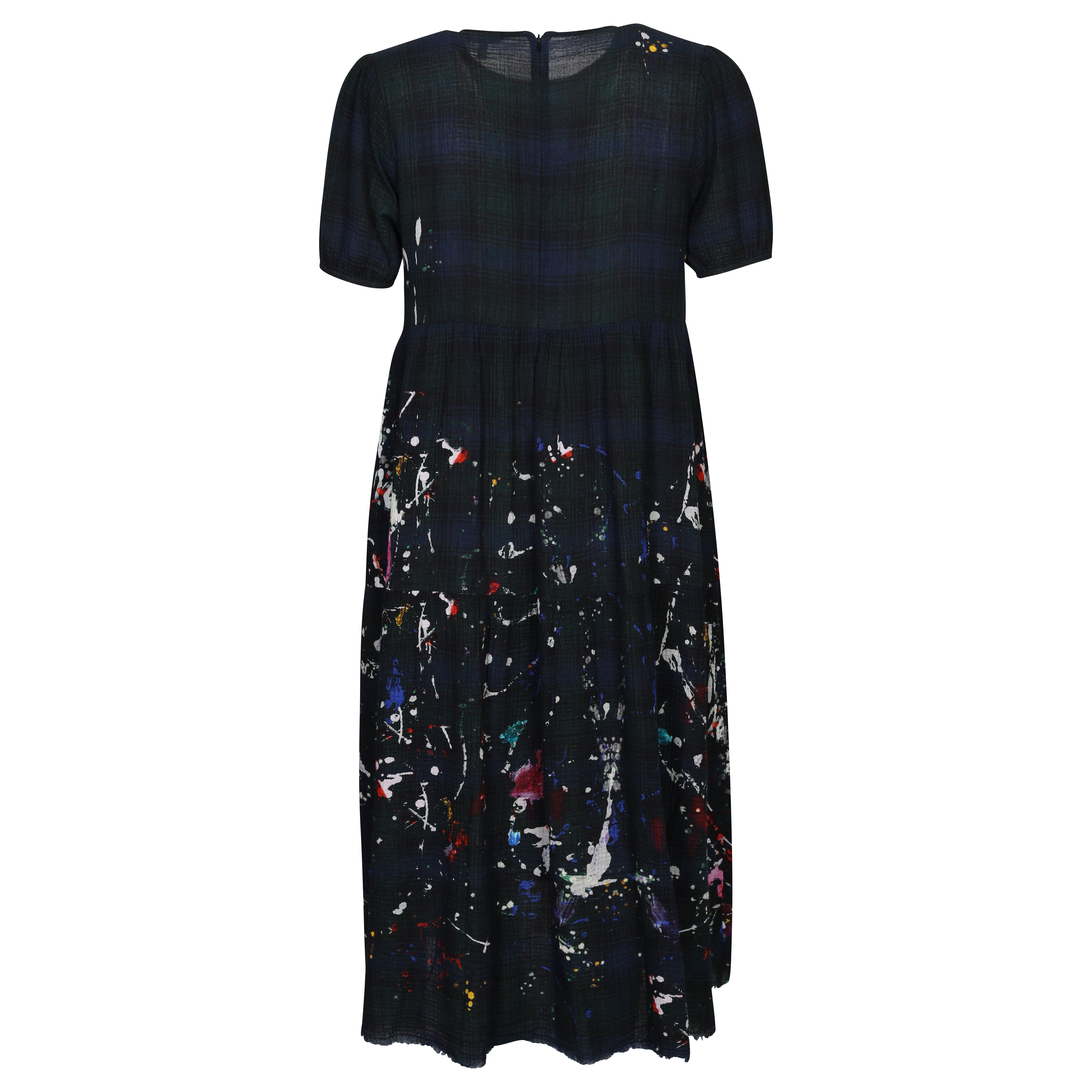 R13 Relaxed Midi Dress in Navy Plaid