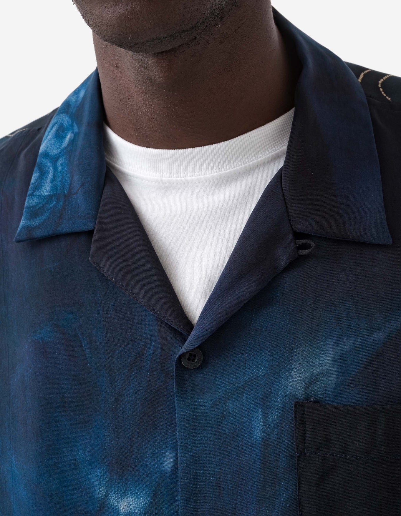 MAHARISHI 6230 Boro Crane Camp Collar Shirt in Indigo