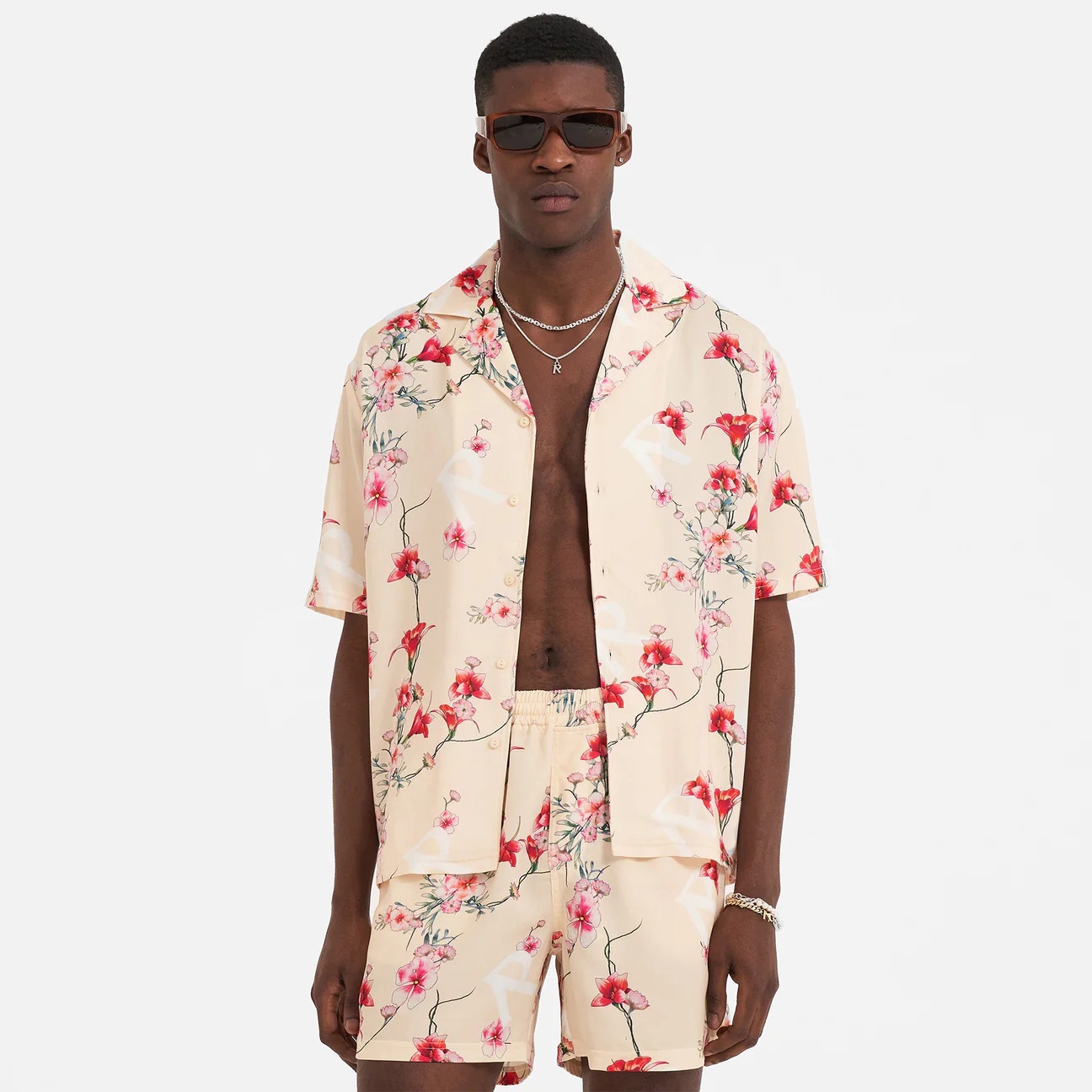 REPRESENT Floral Shirt in Cream M