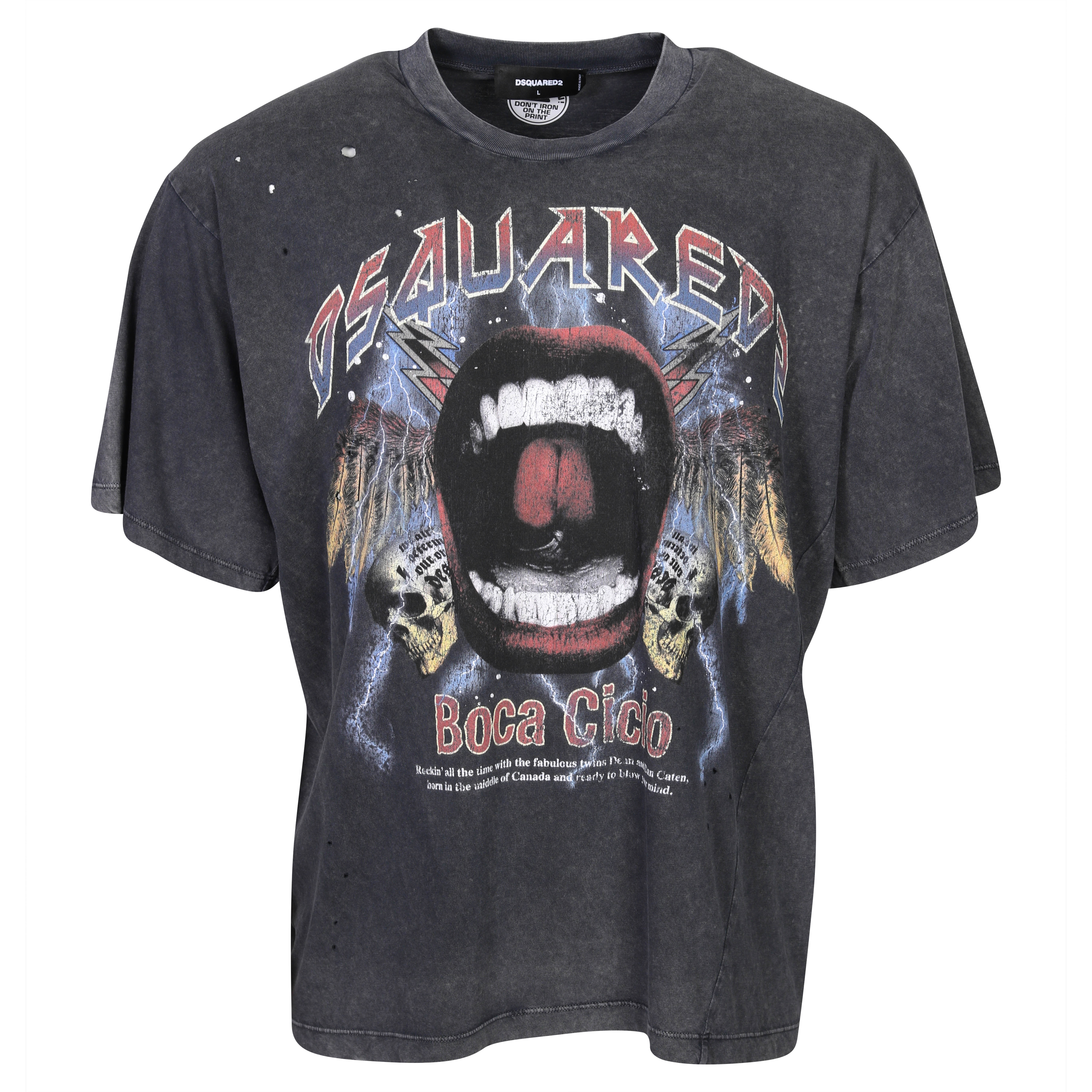 Dsquared Open Up Iron T-Shirt Dark Grey Washed