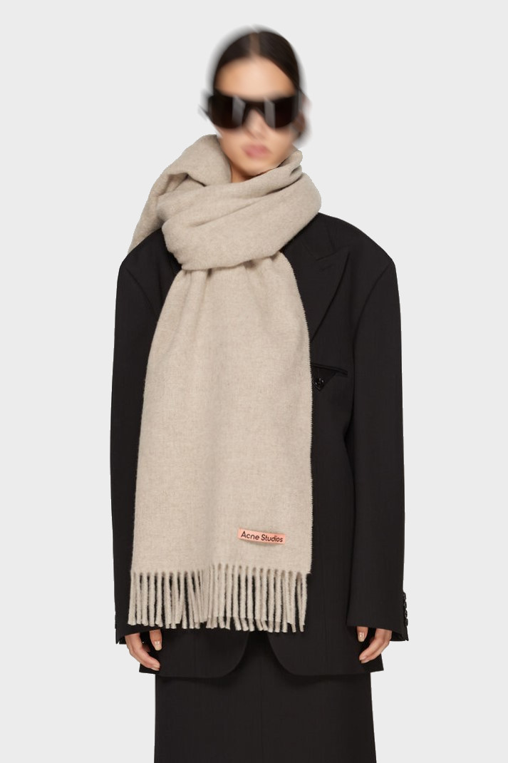 ACNE STUDIOS Oversize Wool Scarf in Oatmeal Melange