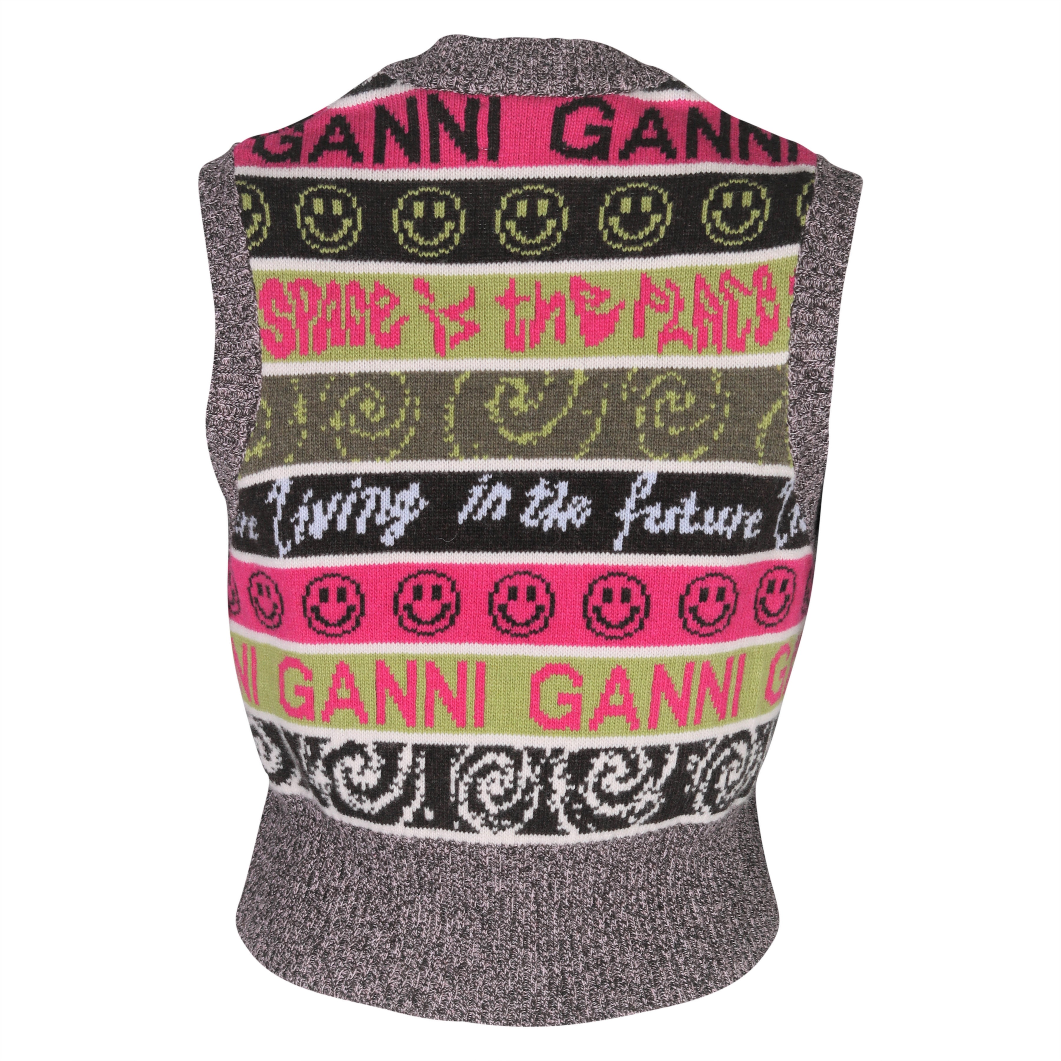Ganni Recycled Wool Mix Knit Vest Multicolour