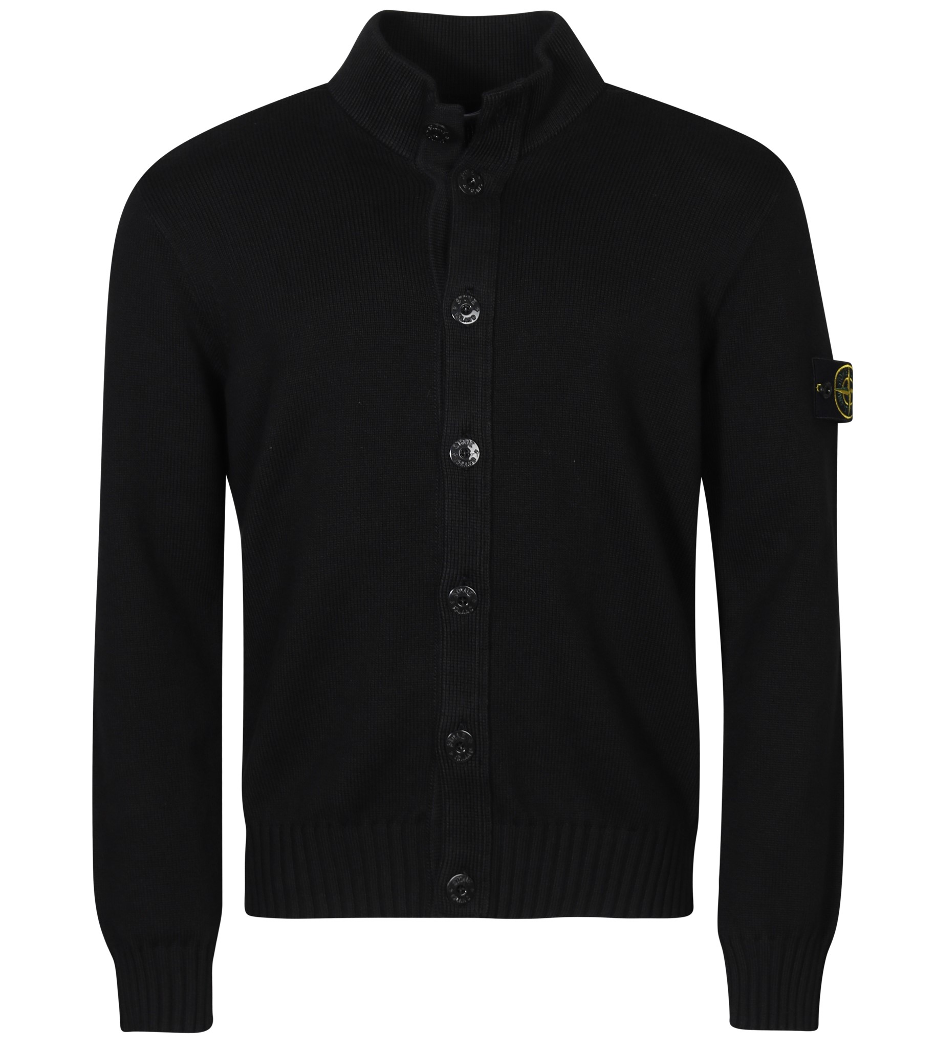 STONE ISLAND Soft Cotton Knit Cardigan in Black