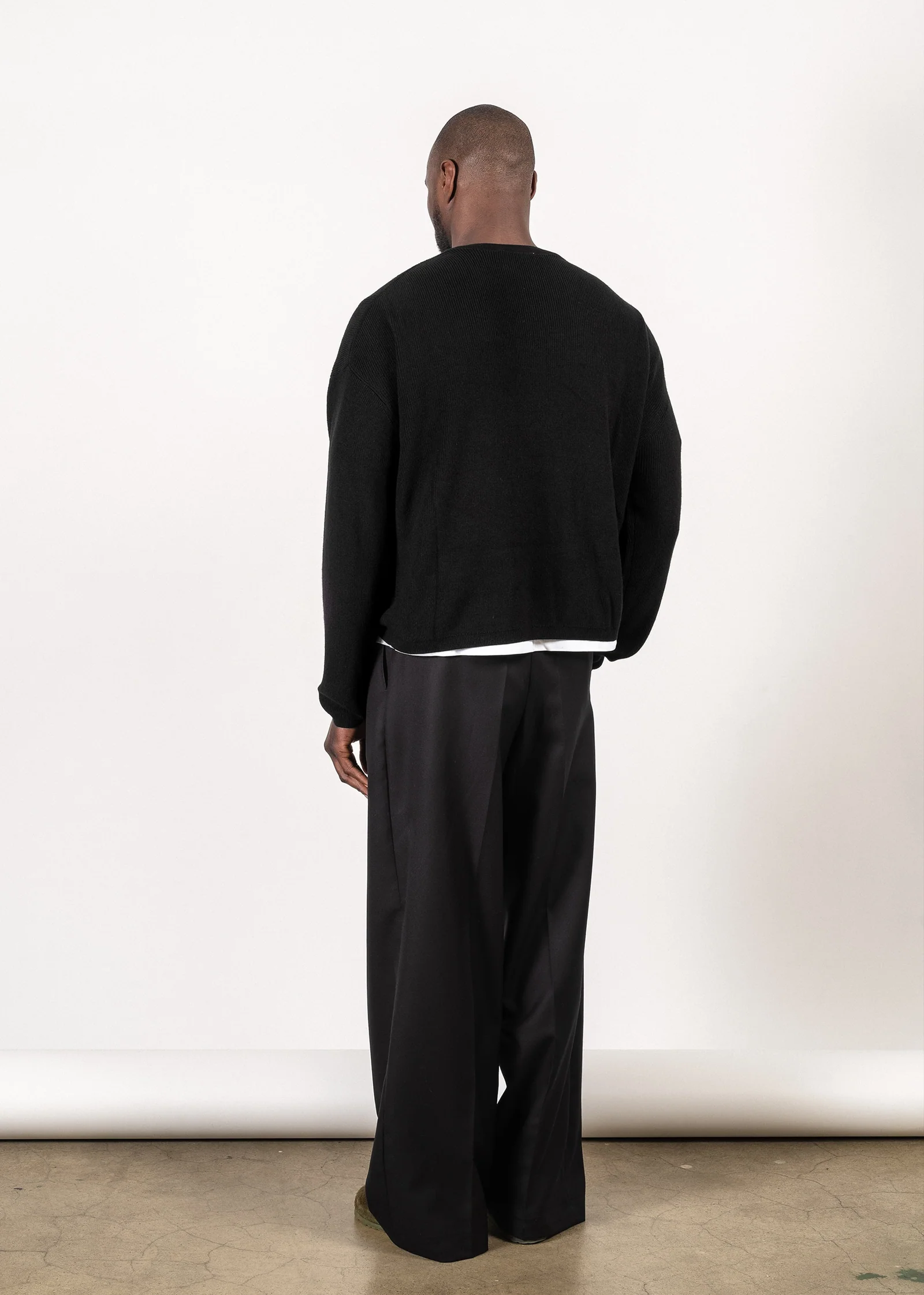 YACAIA Cotton/Cashmere Ribbed Sweater in Black