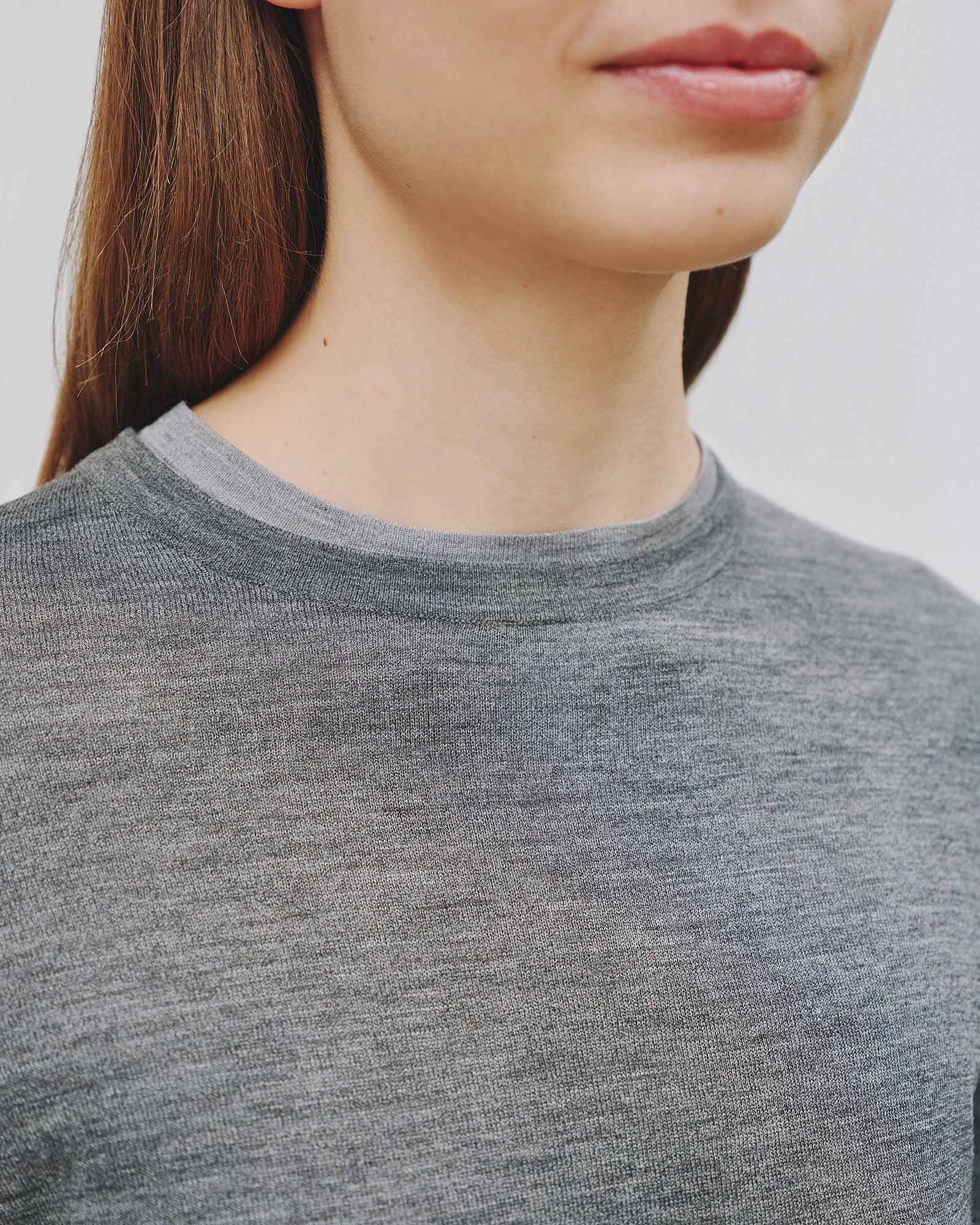 NILI LOTAN Silk Knit Sweater Candice in Dark Grey Melange M