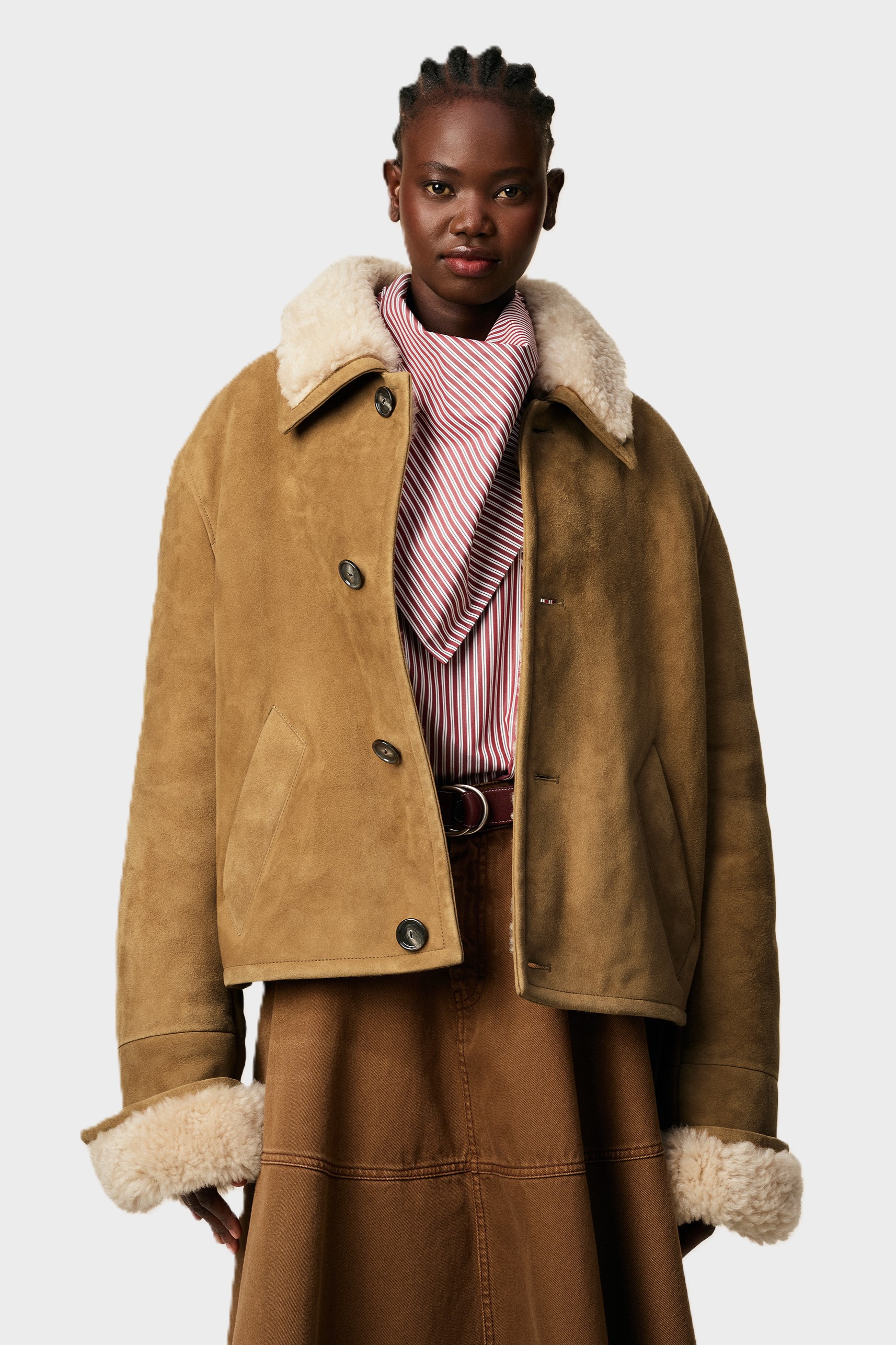 AMI PARIS Shearling Jacket in Camel