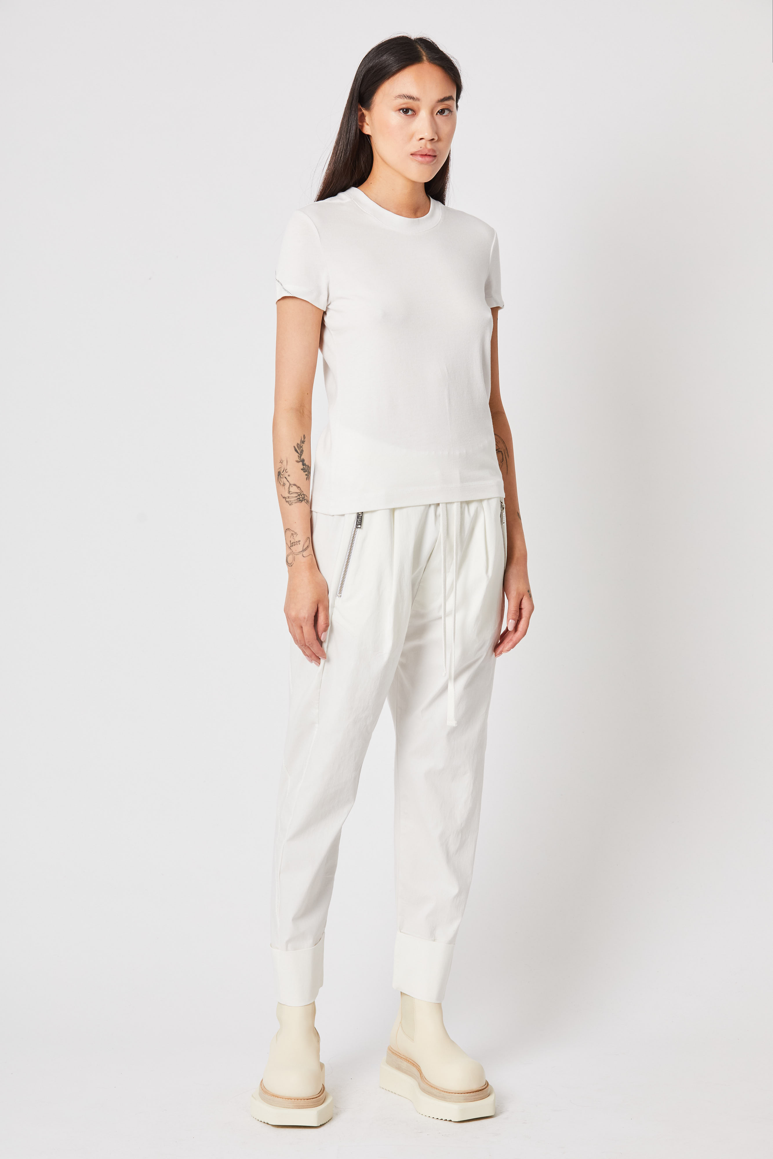 Thom Krom T-Shirt with Stitches in Off White