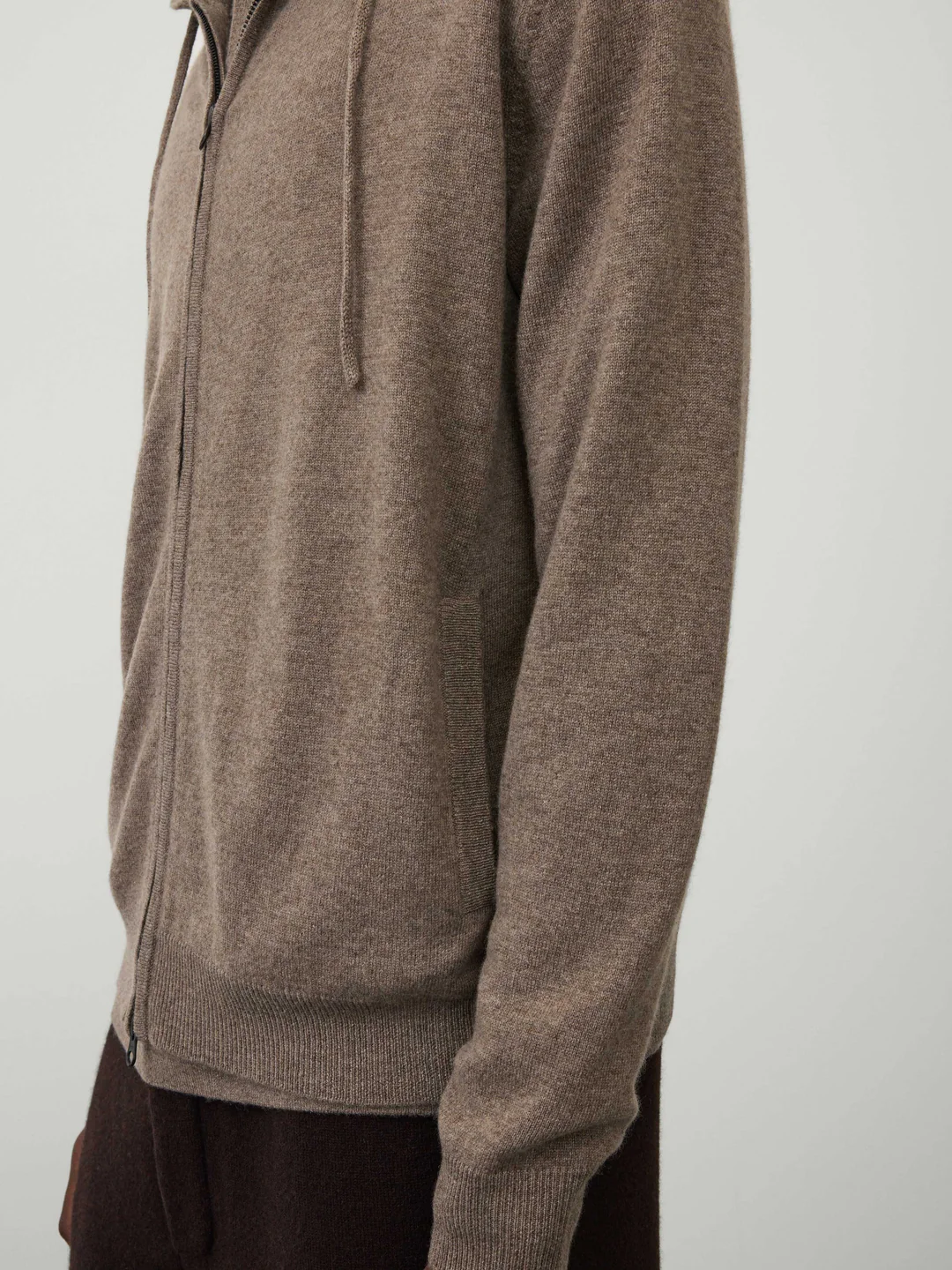 LISA YANG Hooded Zip Sweater in Truffle