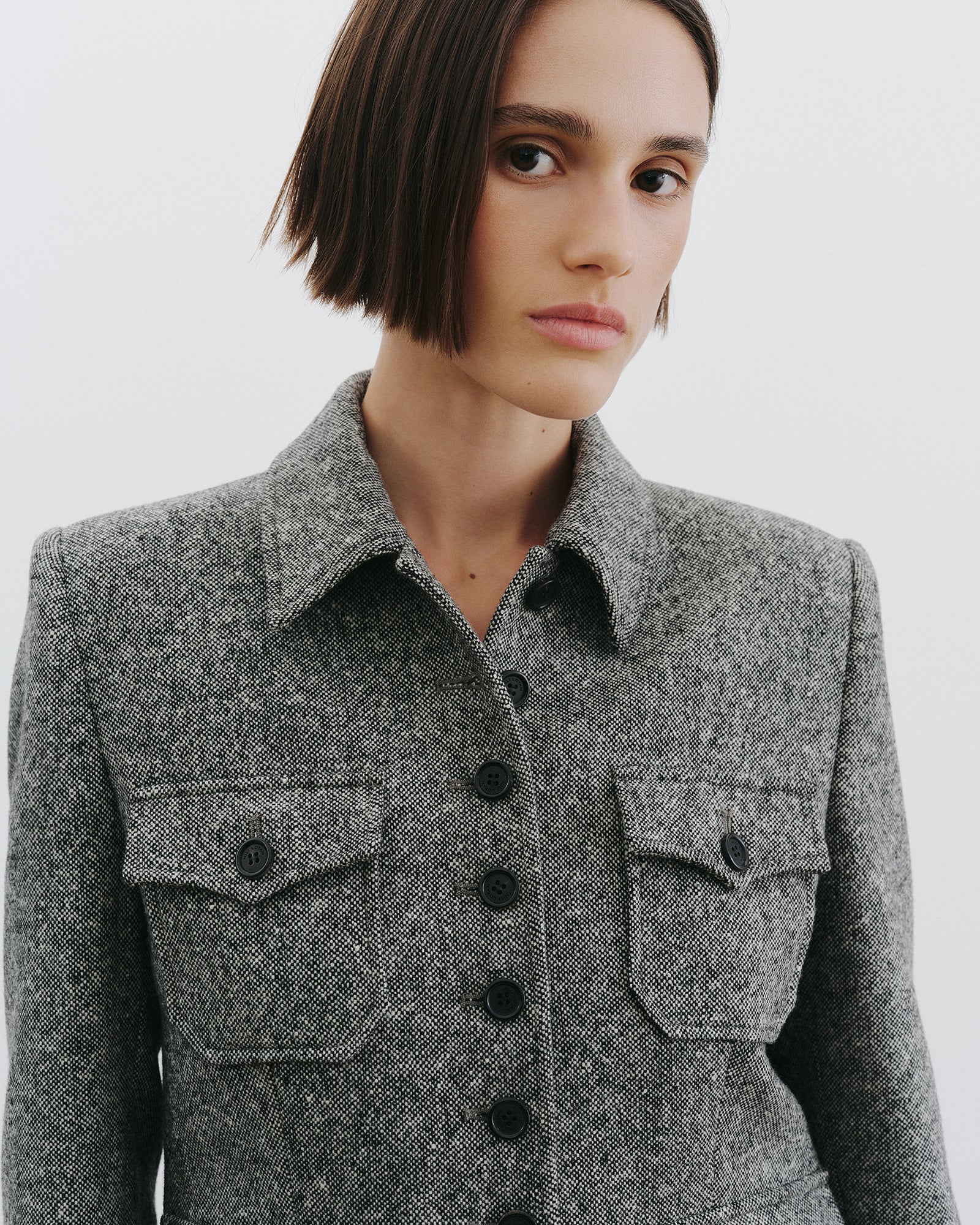 NILI LOTAN Jamison Jacket in Black Donegal
