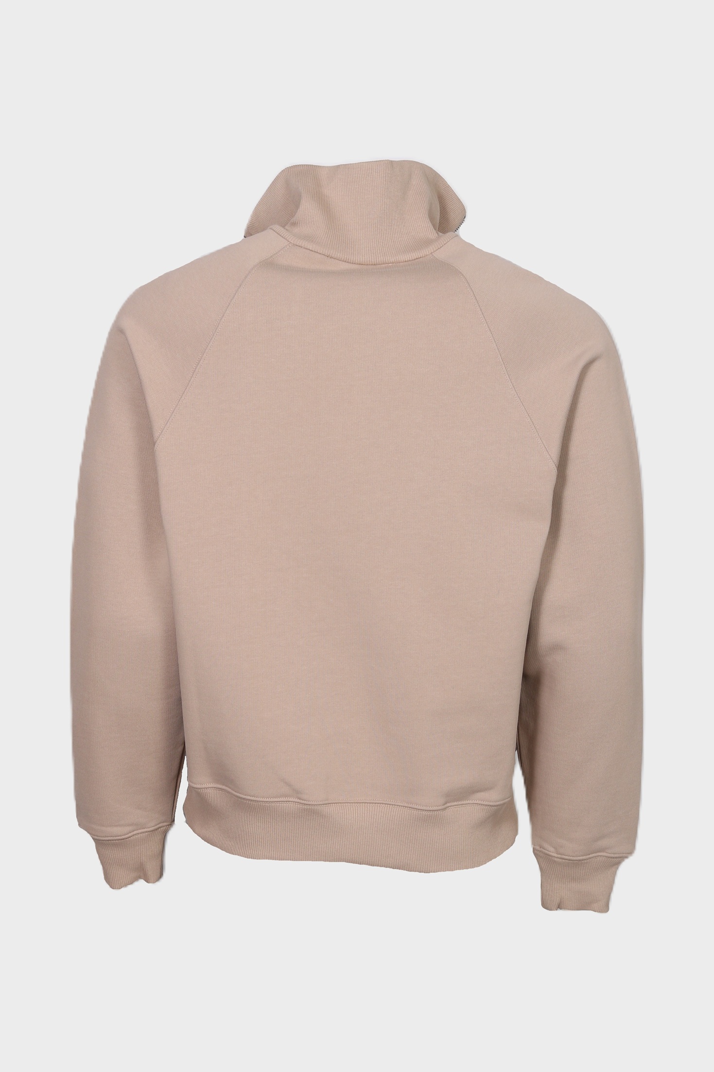 AMI PARIS de Coeur Embossed Half Zip Sweater in Mastic Beige