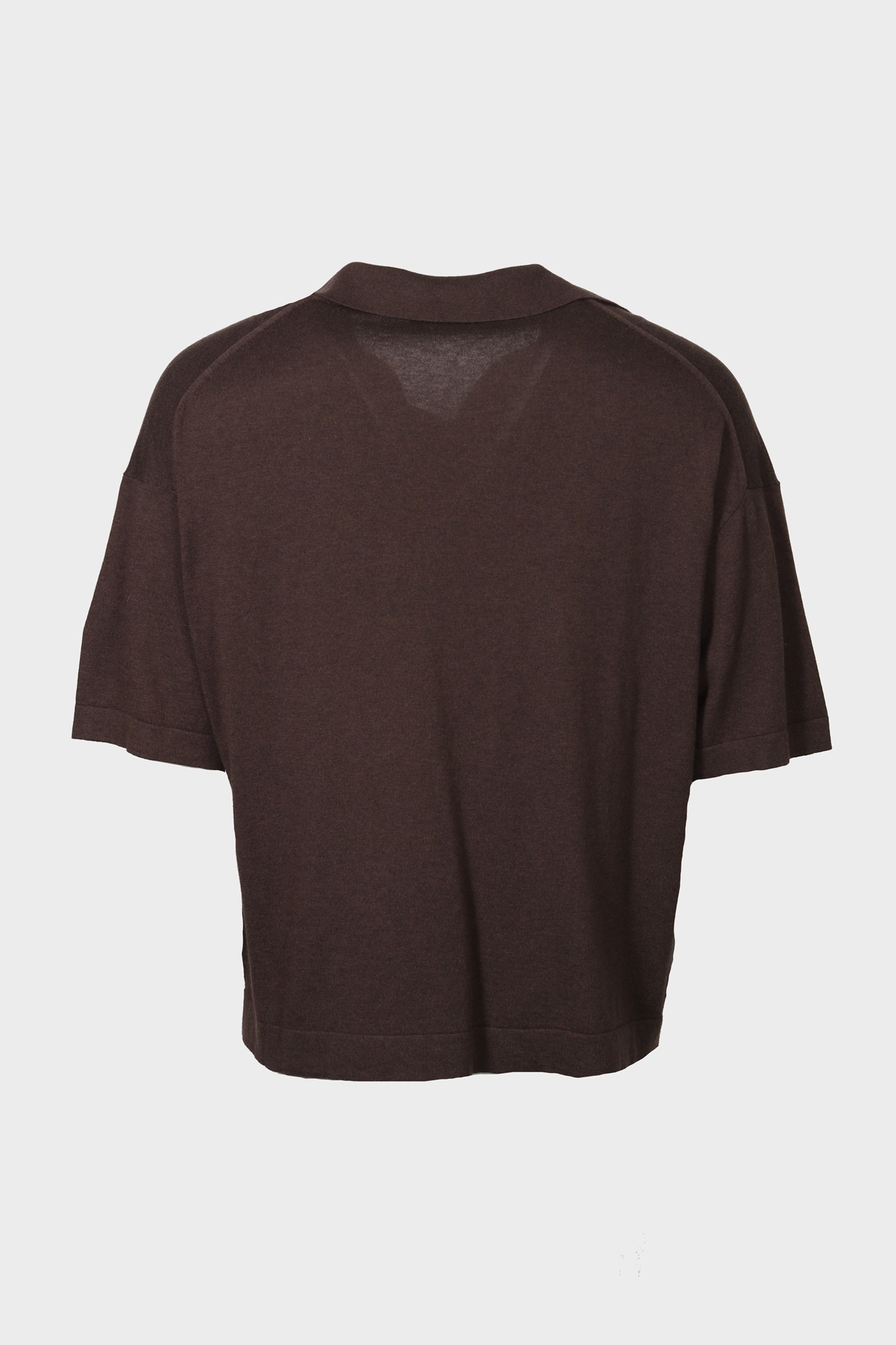 YACAIA Cotton/Cashmere Polo Shirt in Dark Brown