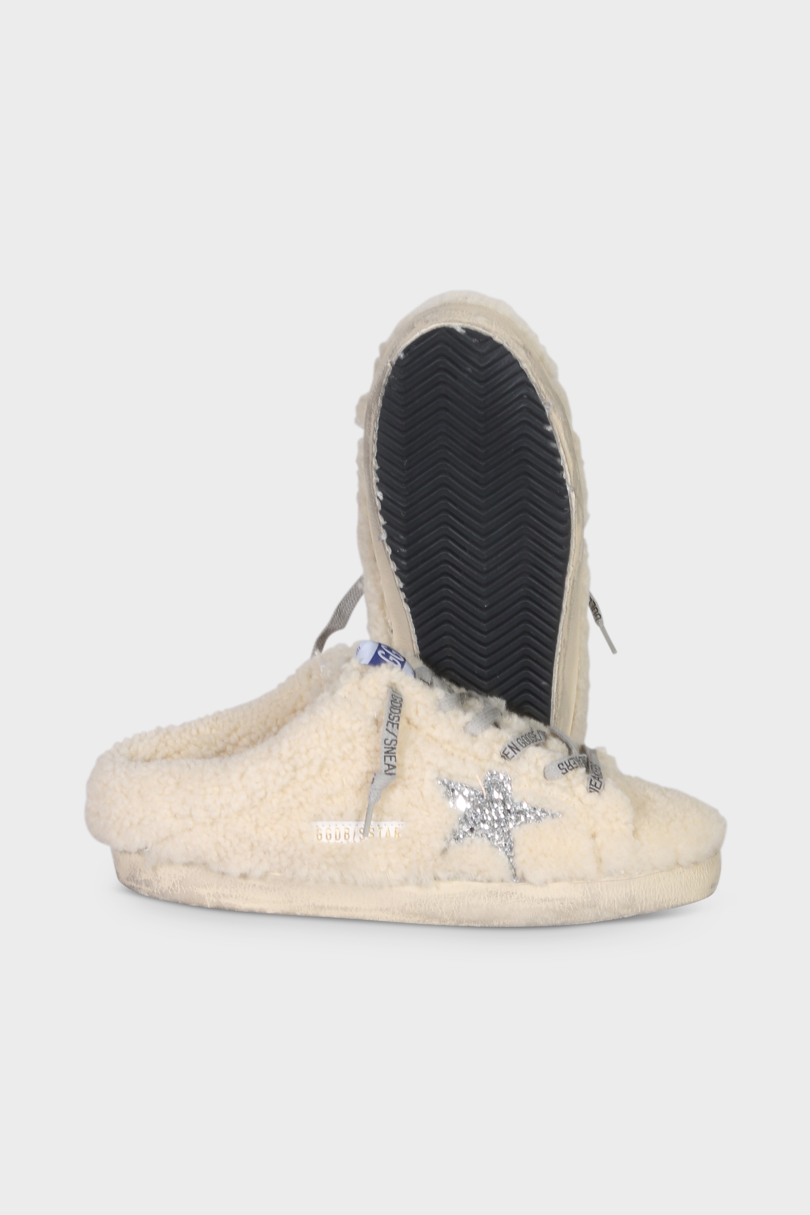 GOLDEN GOOSE Super-Star Sabot in Natural White/Silver