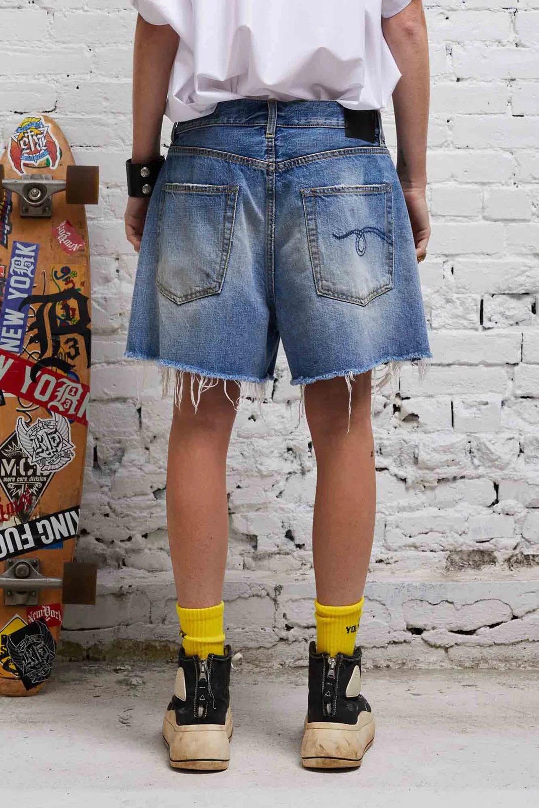 R13 Rose Baggy Jeans Short in Turner Blue 26