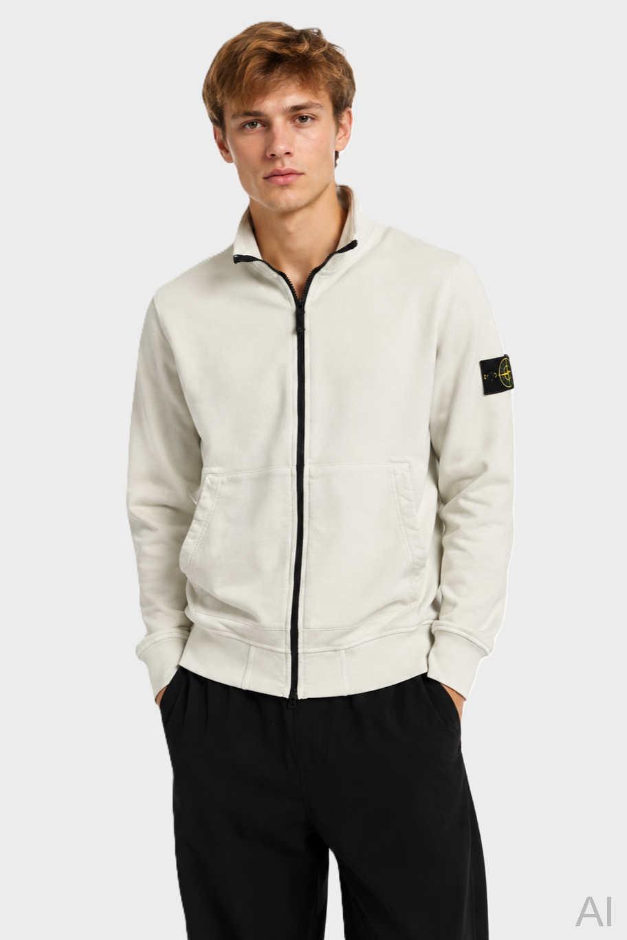 STONE ISLAND Zip Sweatshirt in Stone