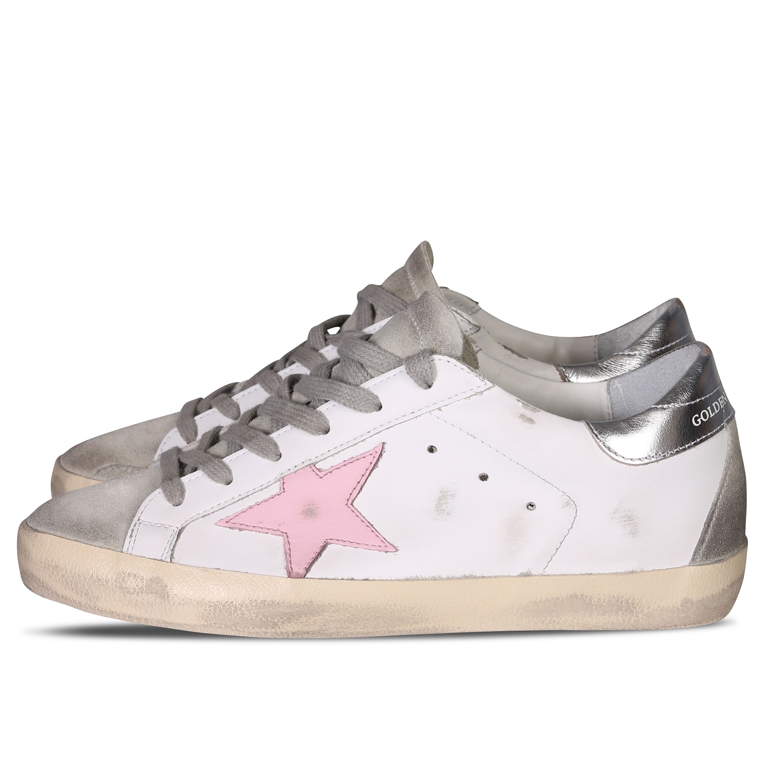 GOLDEN GOOSE Sneaker Super-Sta in White/Pink