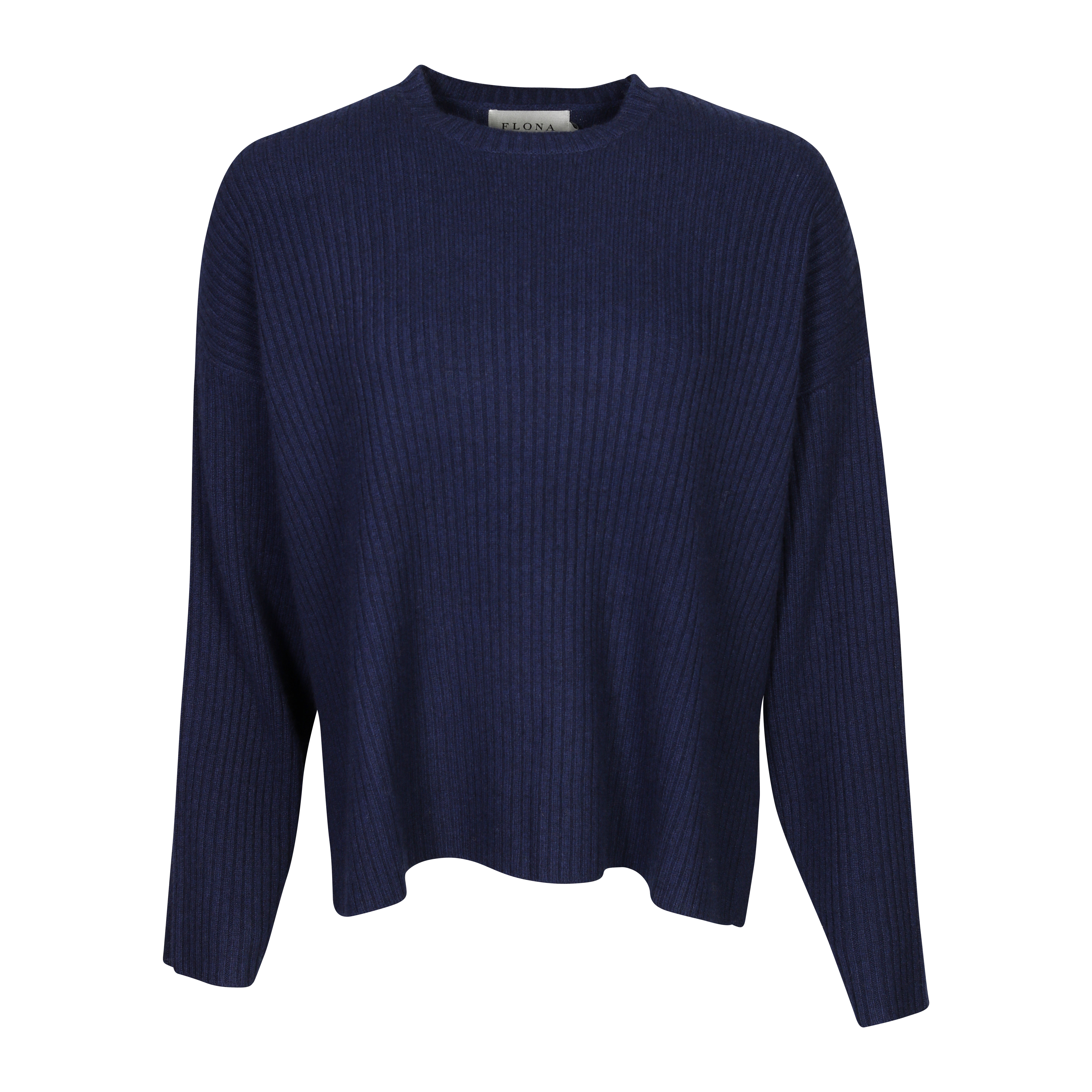 Flona Cashmere Rib Pullover in Navy