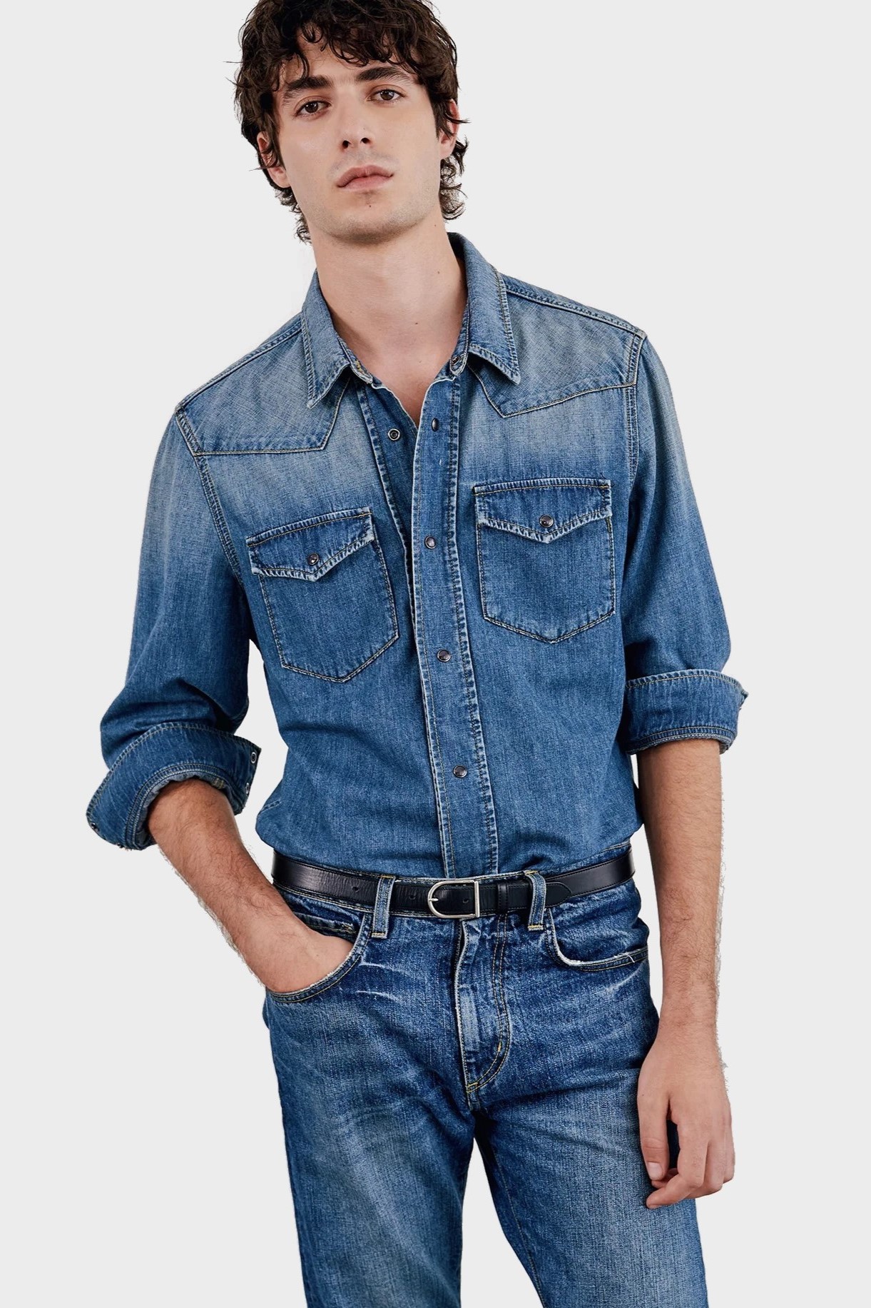 NILI LOTAN Travis Shirt in Classic Wash