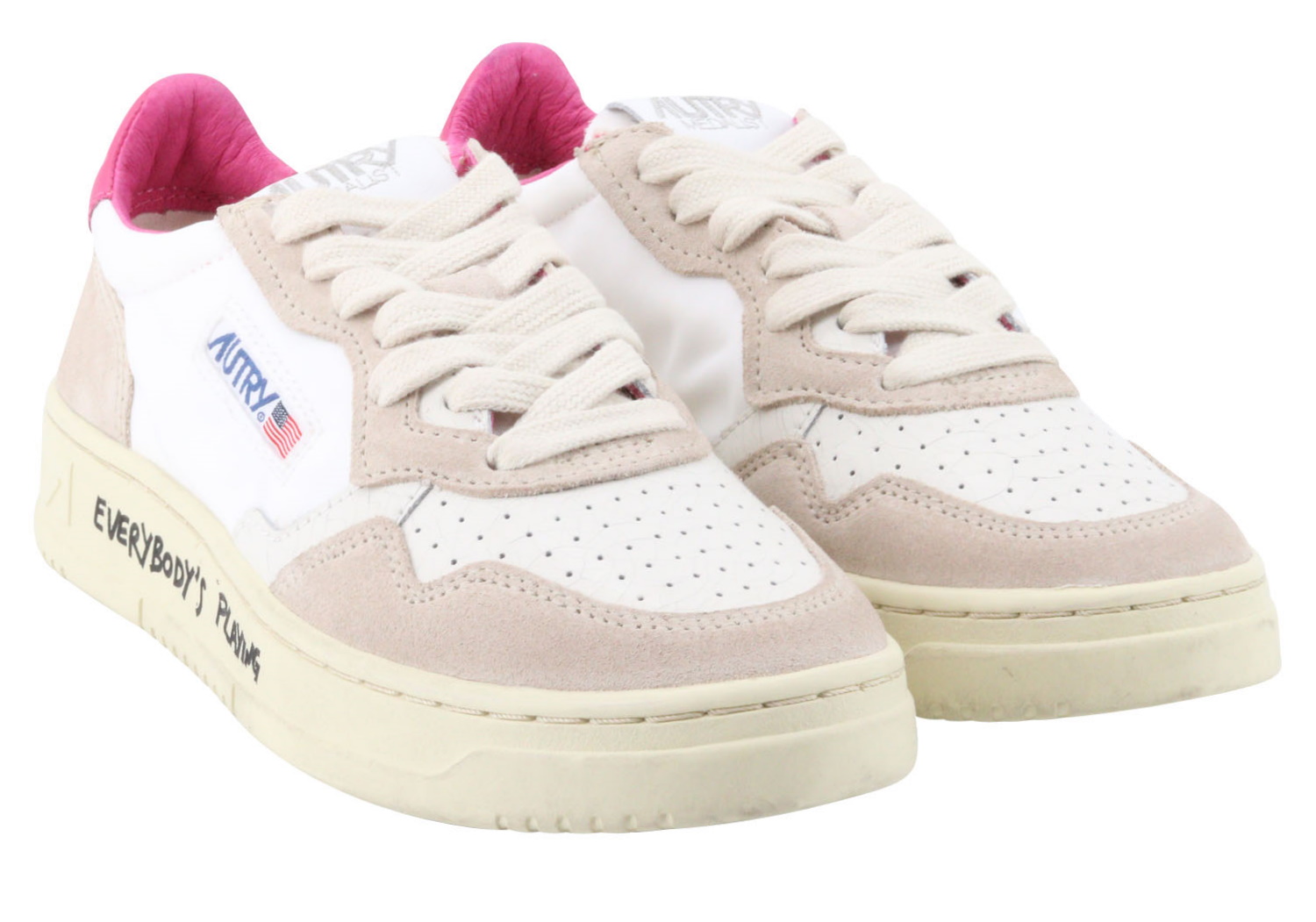 Autry Action Shoes Vintage Sneaker Crack/Nylon-White/Pink