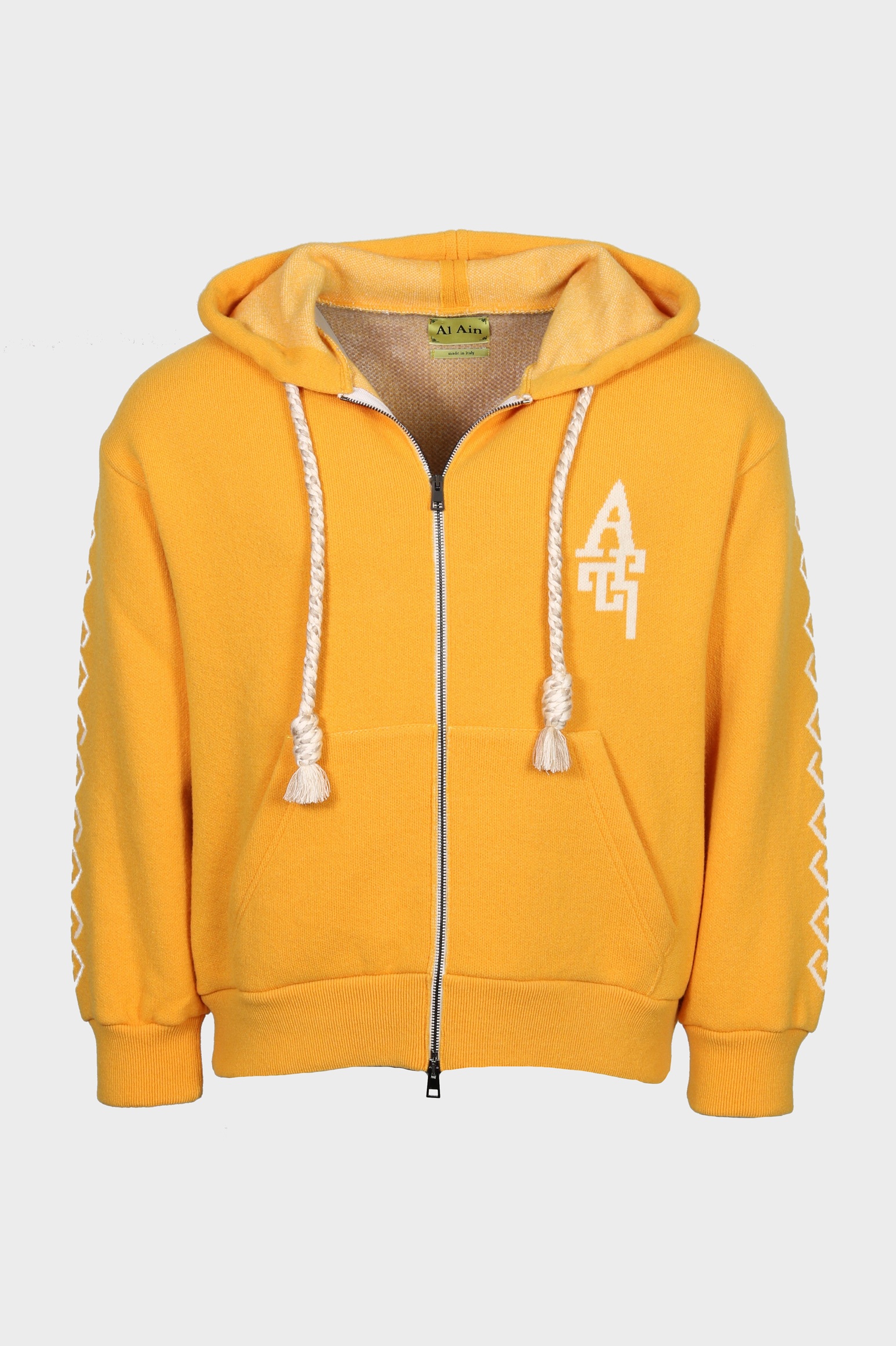 AL AIN Giraffes Knit Zip Jacket in Ochre