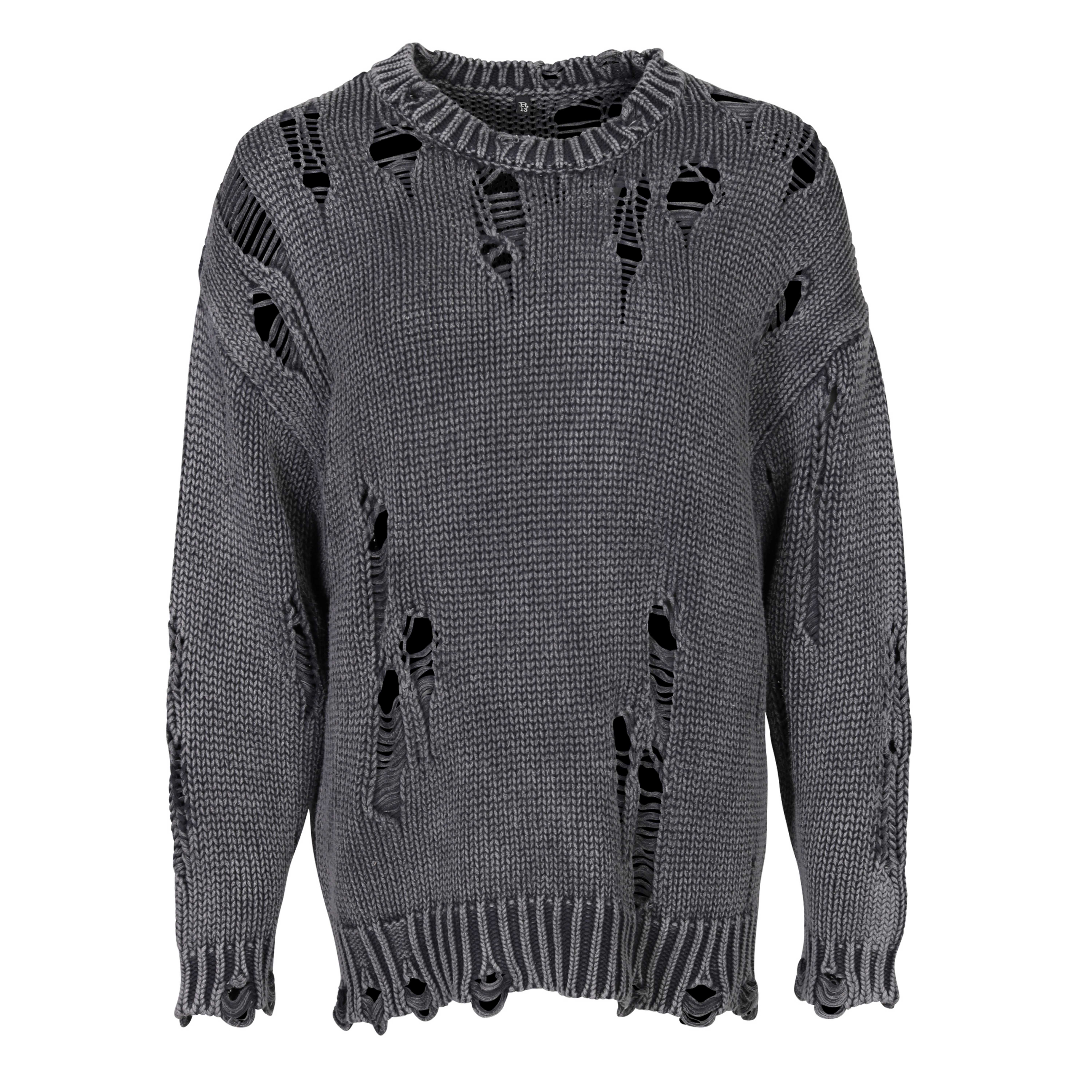R13 Distressed Oversized Sweater in Acid Black S