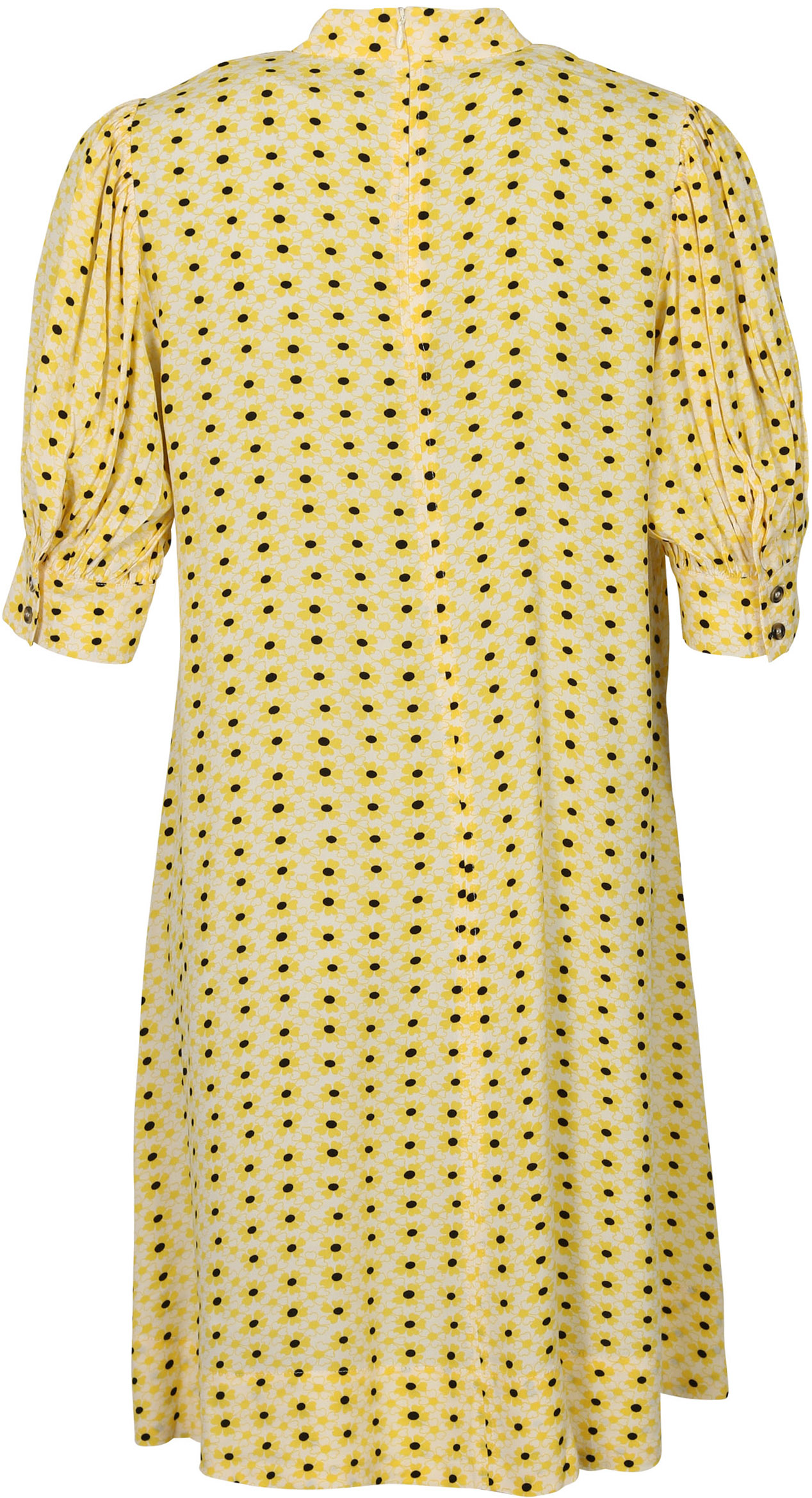 Ganni Dress Yellow Printed Crepe