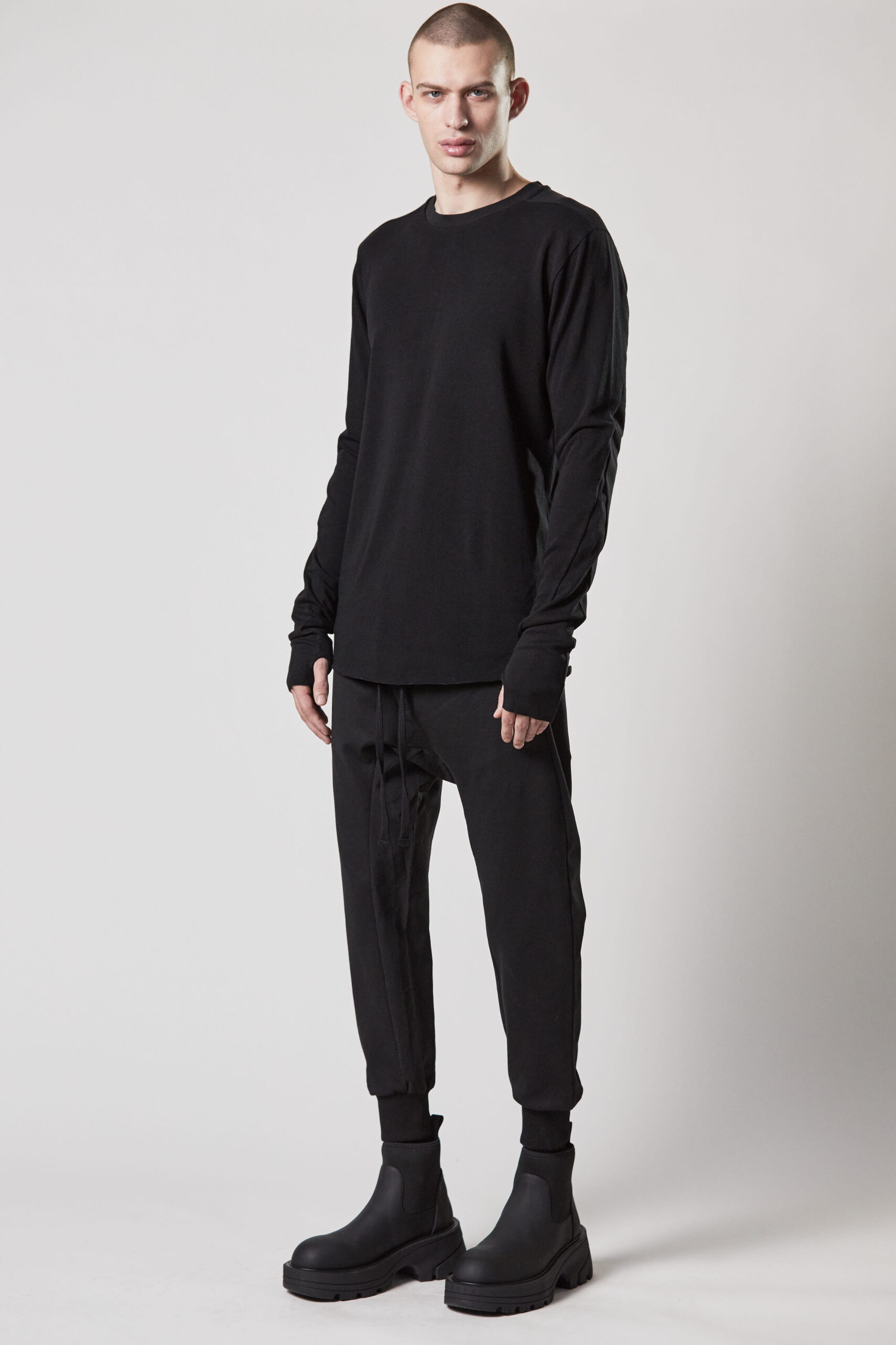 THOM KROM Soft Cotton Stretch Sweatshirt in Black L