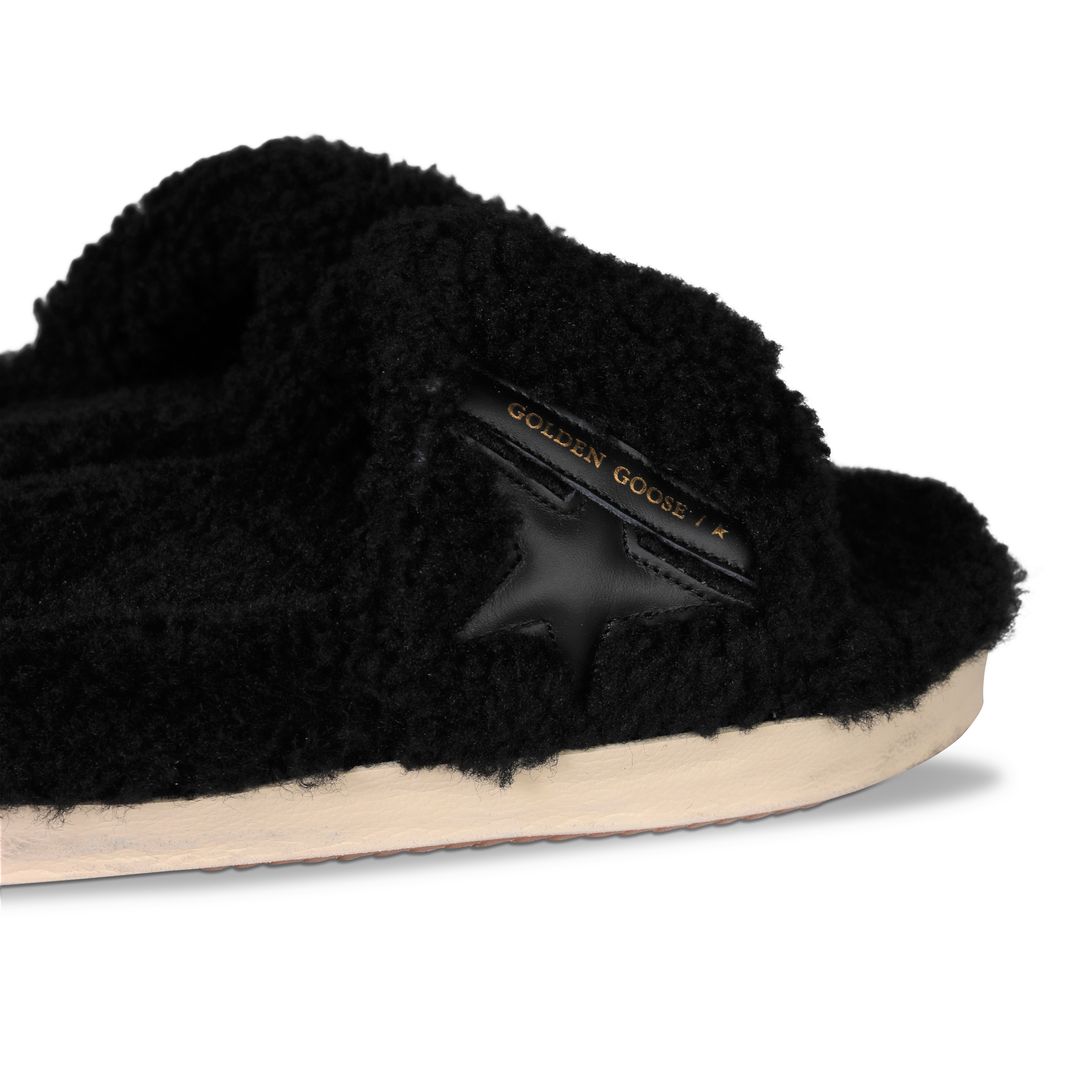 Golden Goose Slipper Poolstar Shearling Upper Black