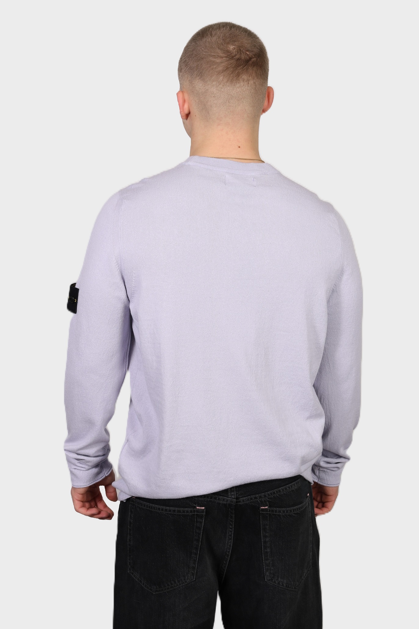 STONE ISLAND Cotton Knit Pullover in Ligth Lavender STONE ISLAND Cotton Knit Pullover in Ligth Lavender