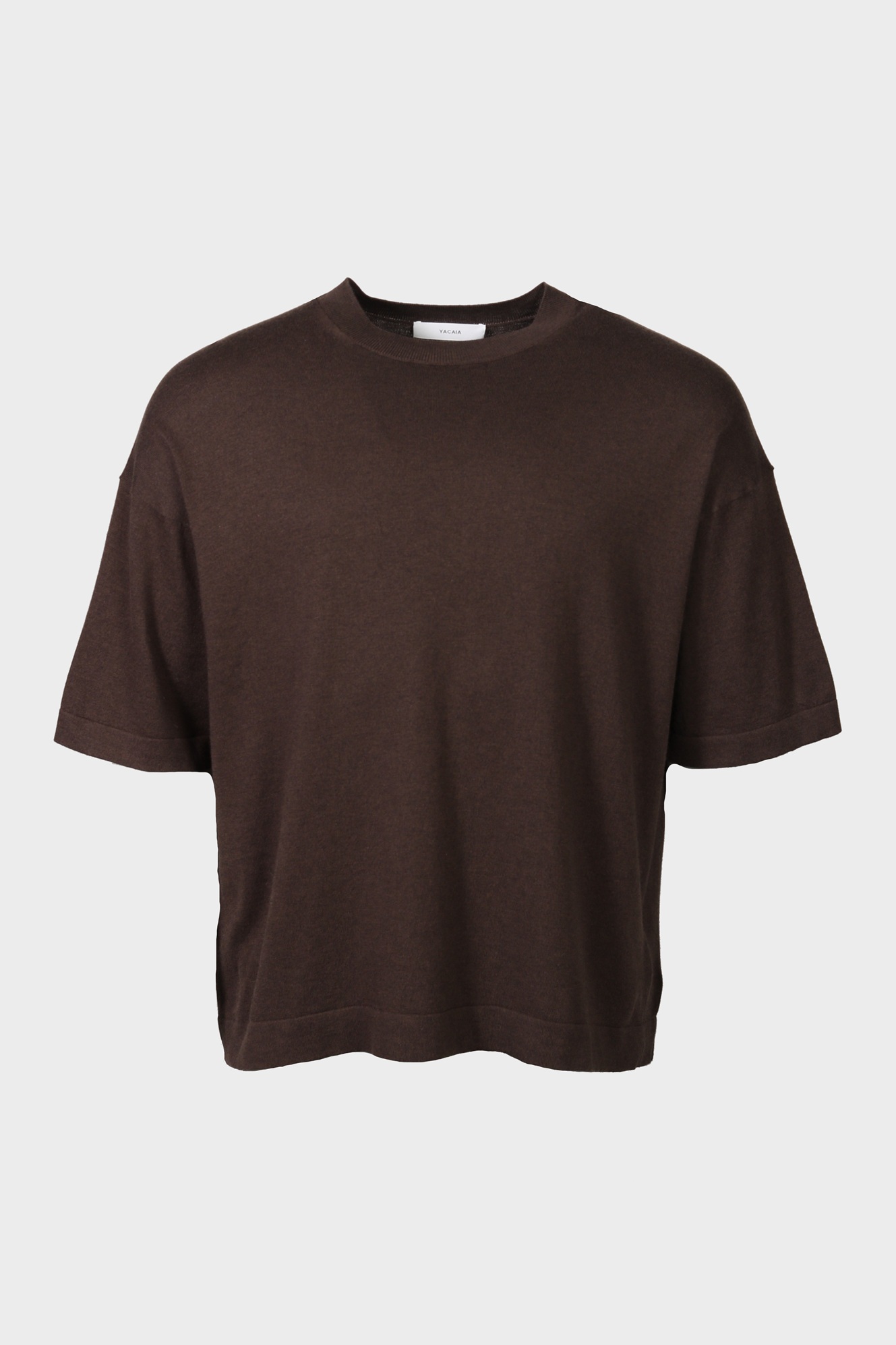 YACAIA Cotton/Cashmere T-Shirt in Dark Brown
