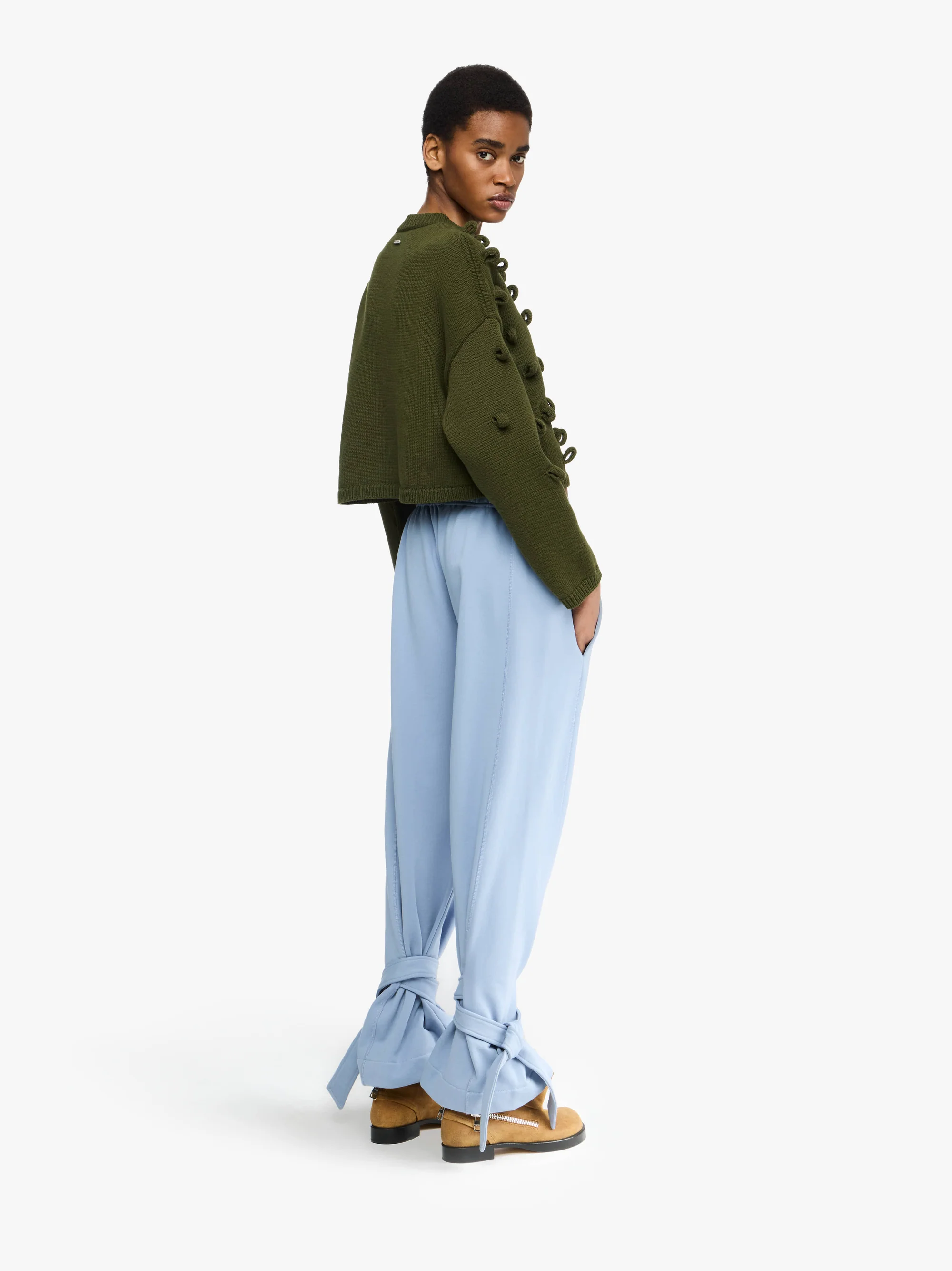 JW ANDERSON Tied Bow Joggers in Steel Blue