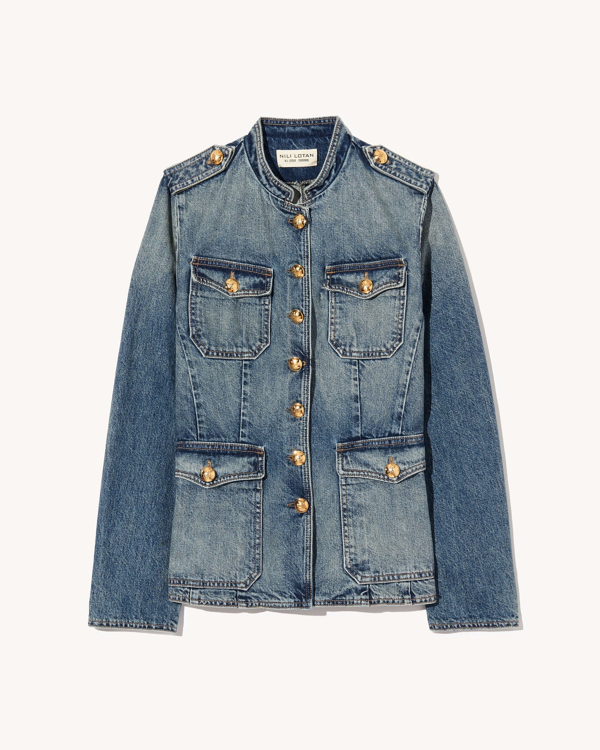 NILI LOTAN Geraldine Denim Jacket in Simon Wash NILI LOTAN Geraldine Denim Jacket in Simon Wash
