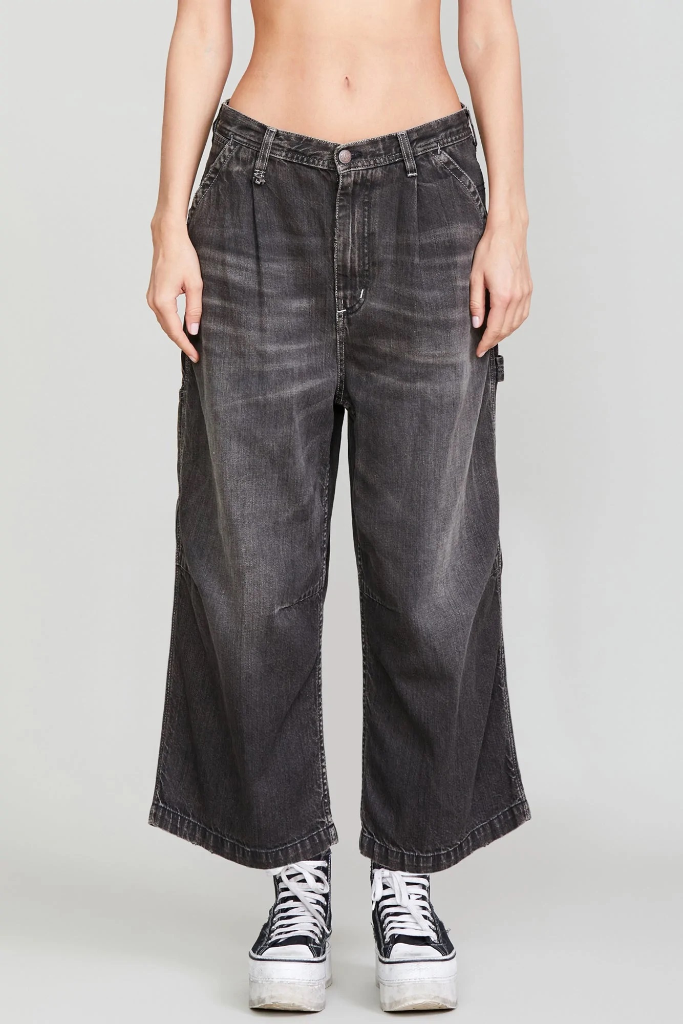 R13 Wideleg Crop in Ellery Black 29