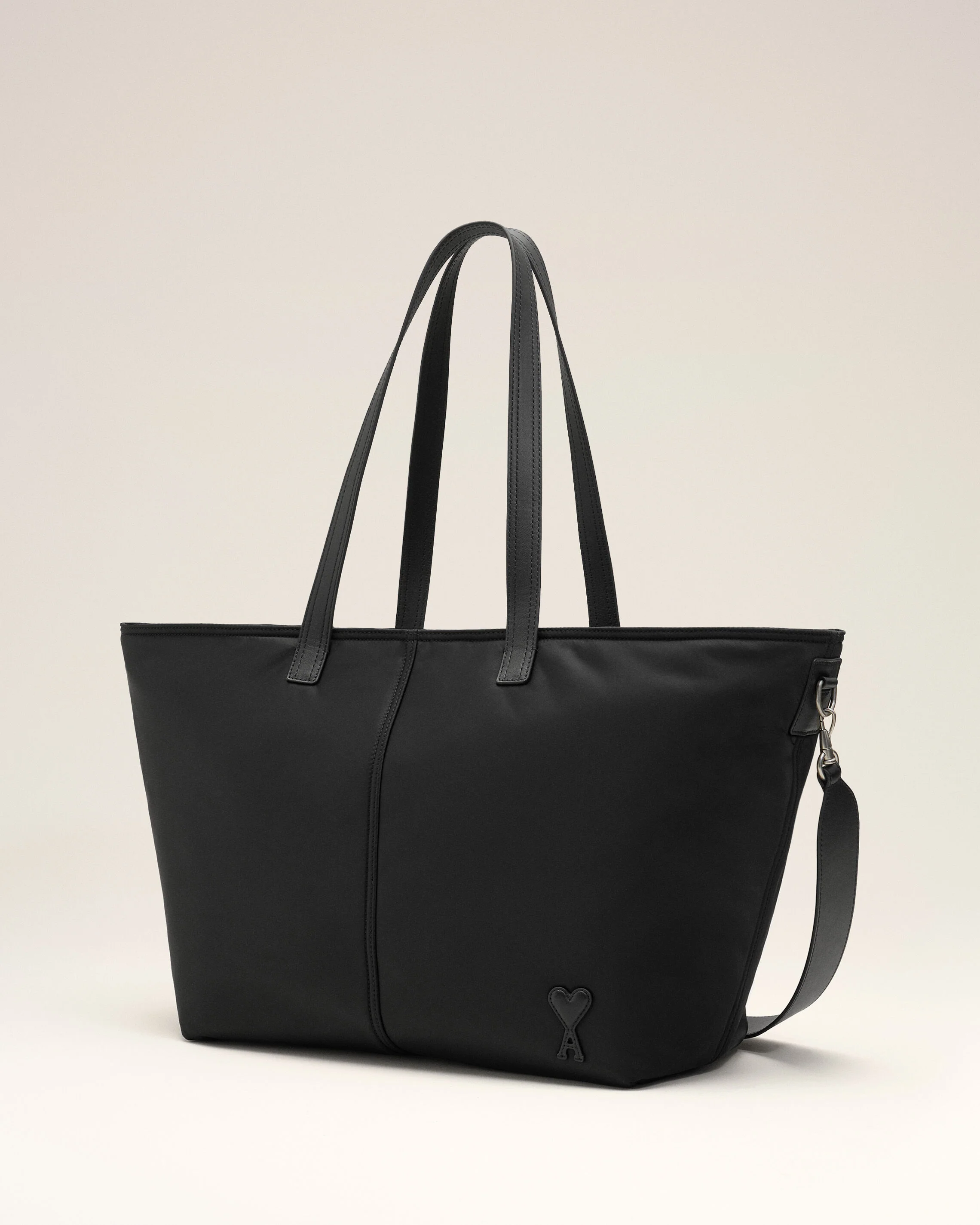 AMI PARIS Nylon Shopping Bag in Black