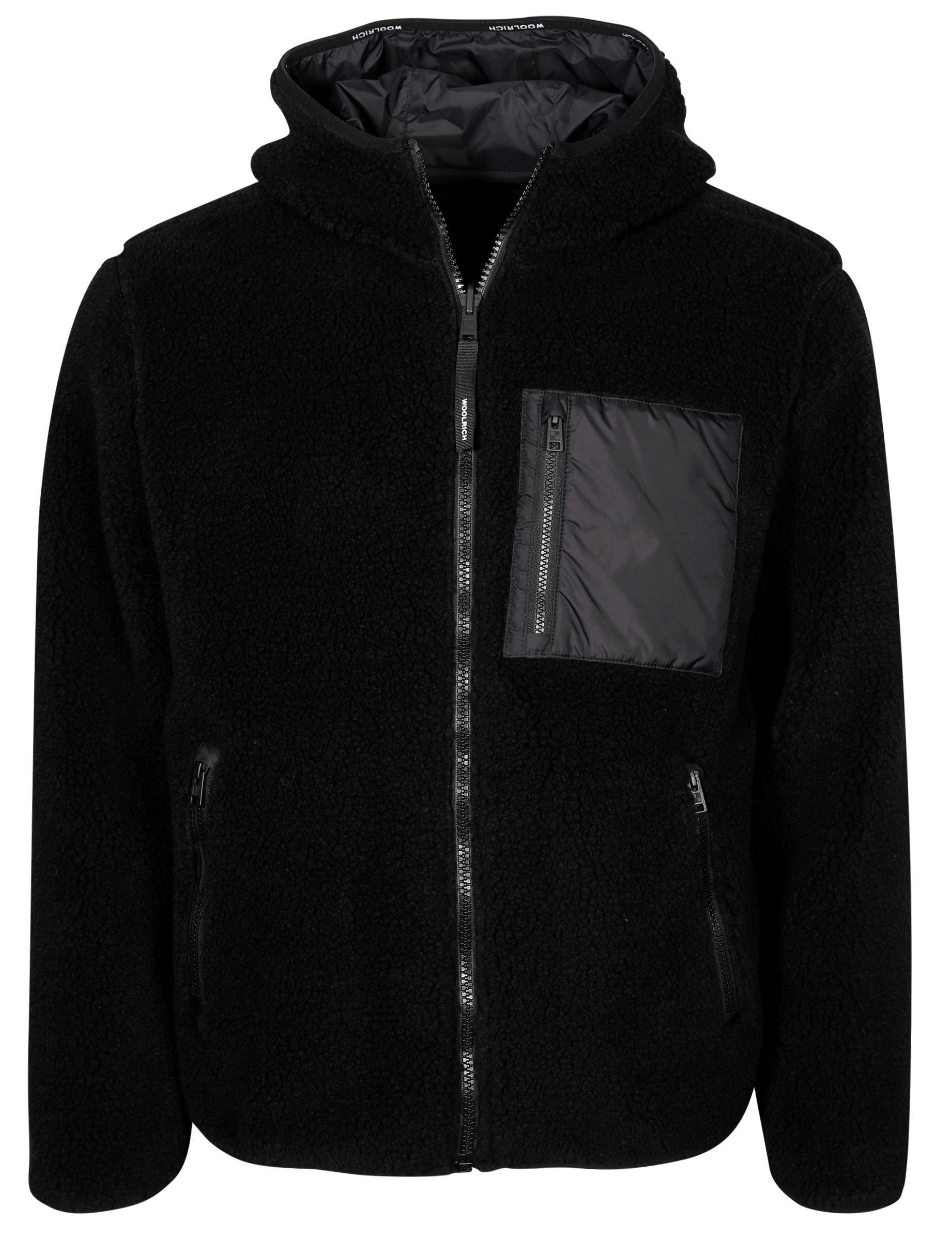 Woolrich Reversible Teddy/Nylon Hooded Zip Jacket Black