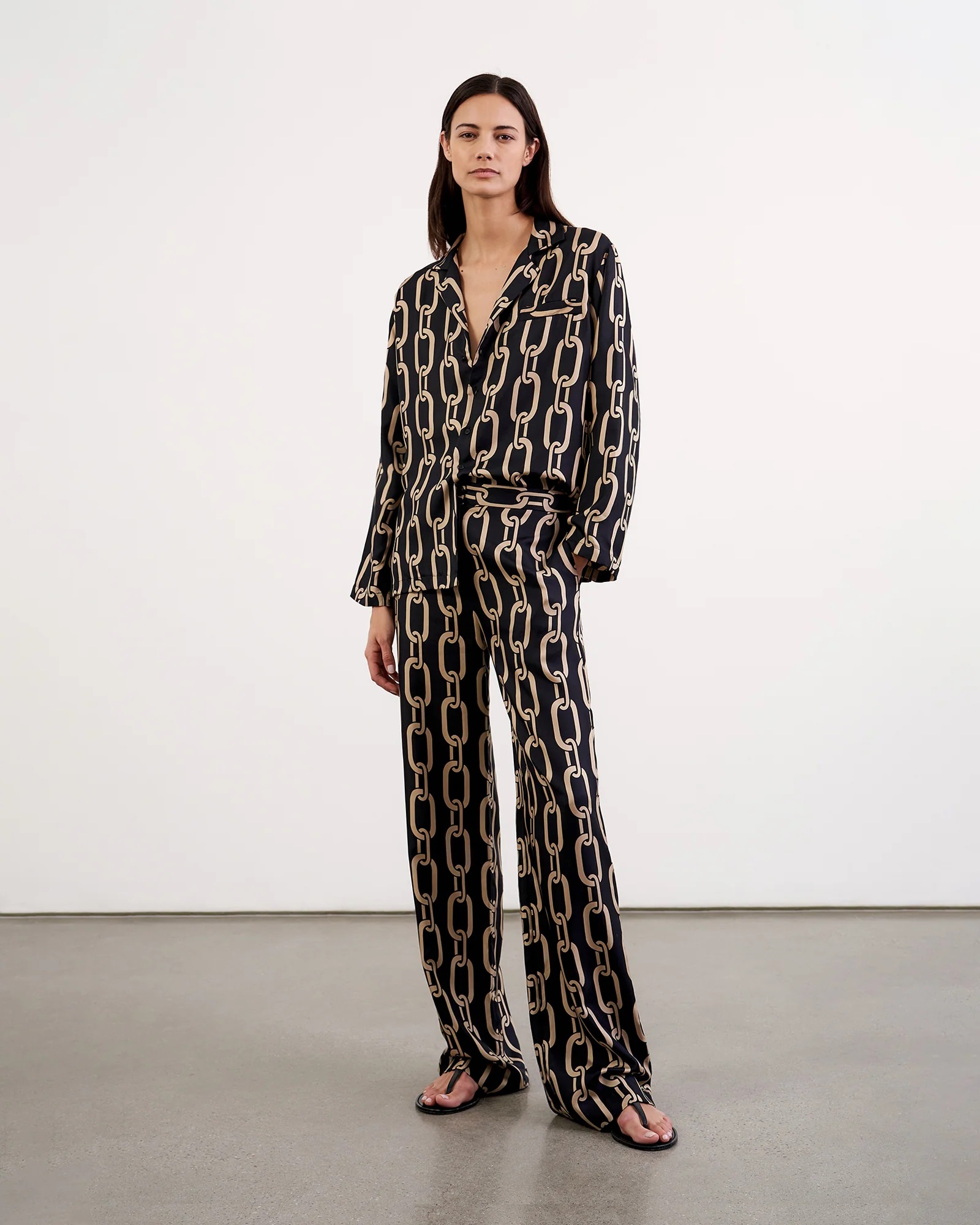 NILI LOTAN Germain Silk Pant Big Chain S - US2