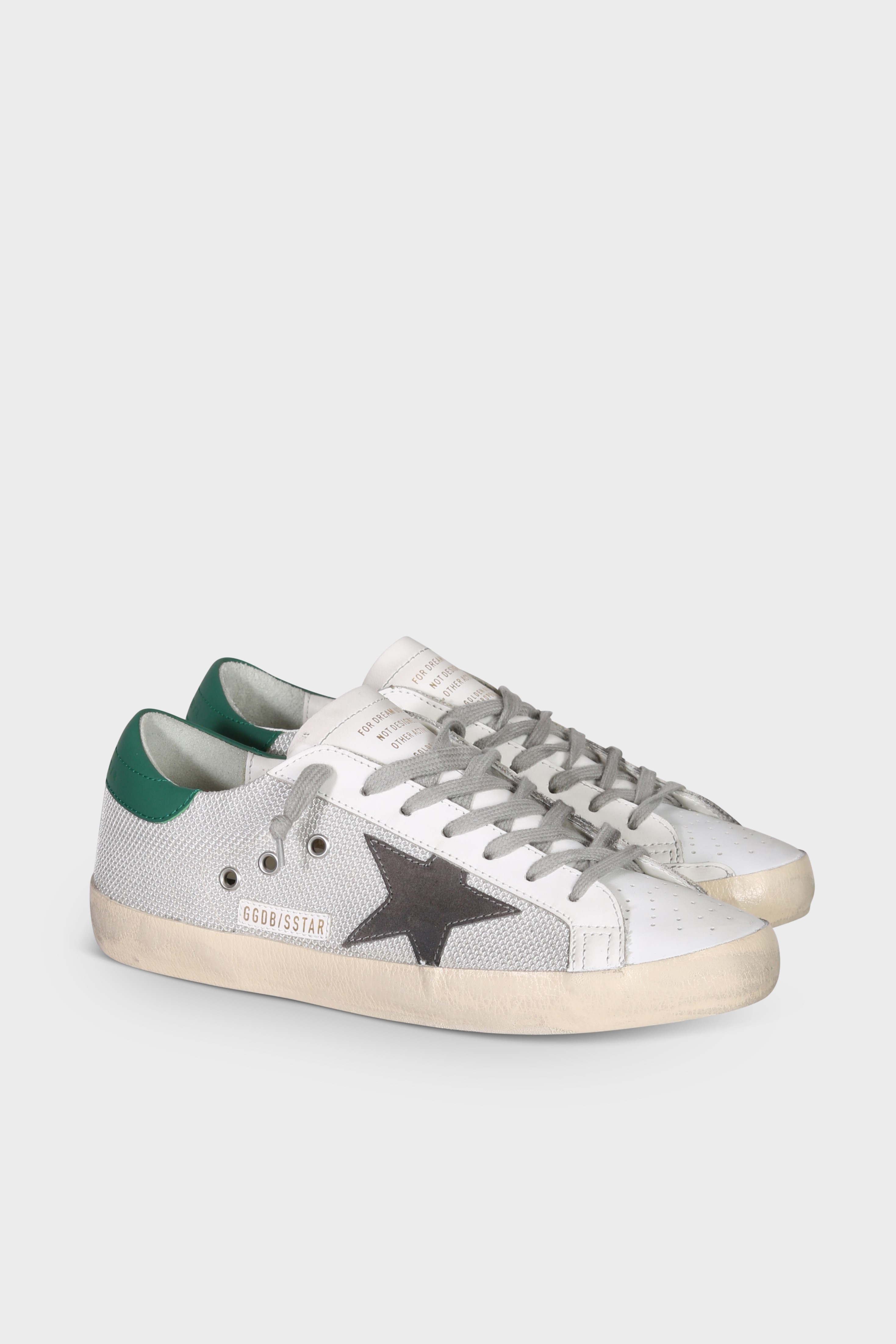GOLDEN GOOSE Super-Star Net Grey Suede Star Green Heel